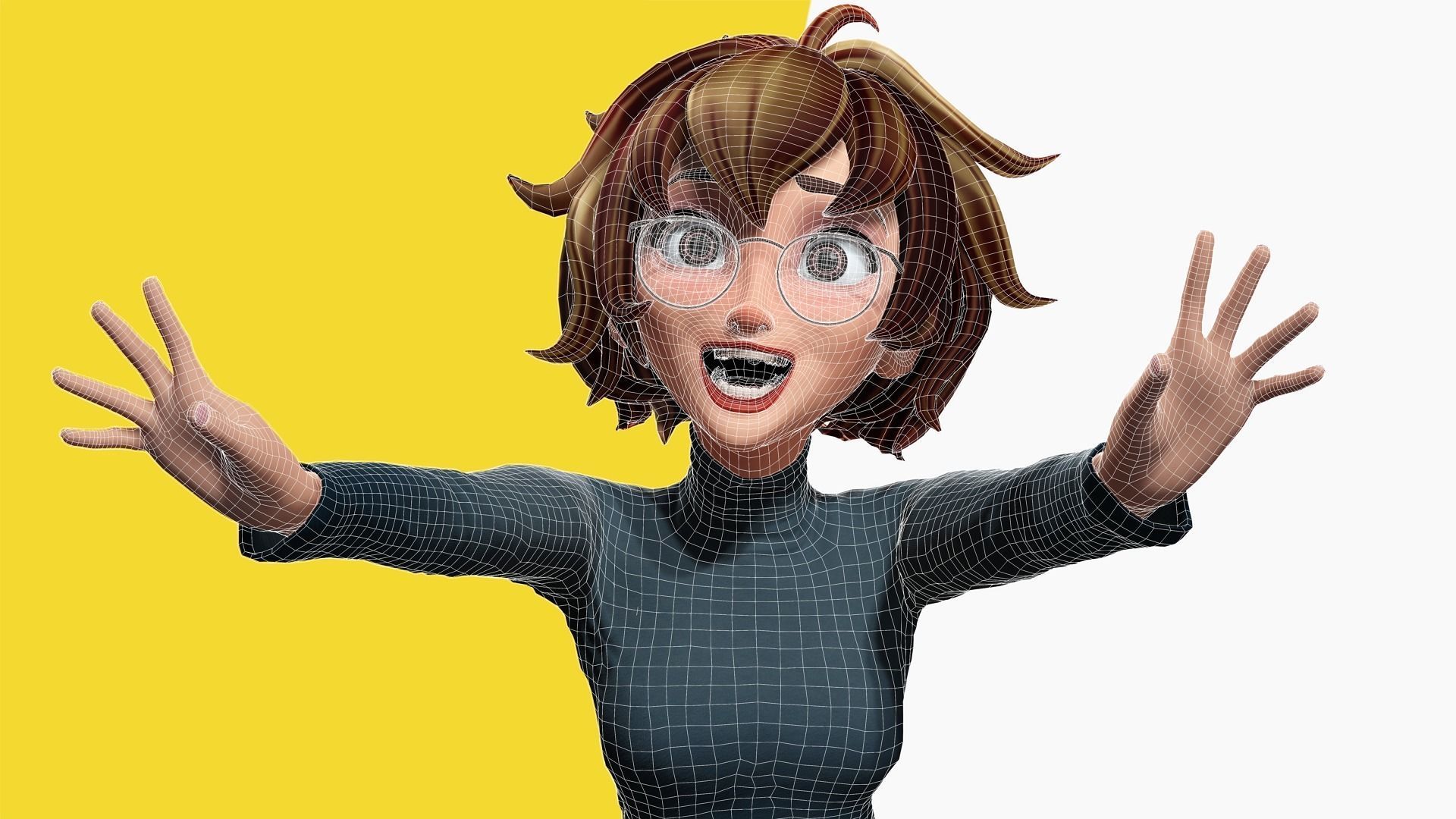 Mother Cartoon Woman Rigged 3D model RealTime girl 3D toon Low-poly 3D model_1