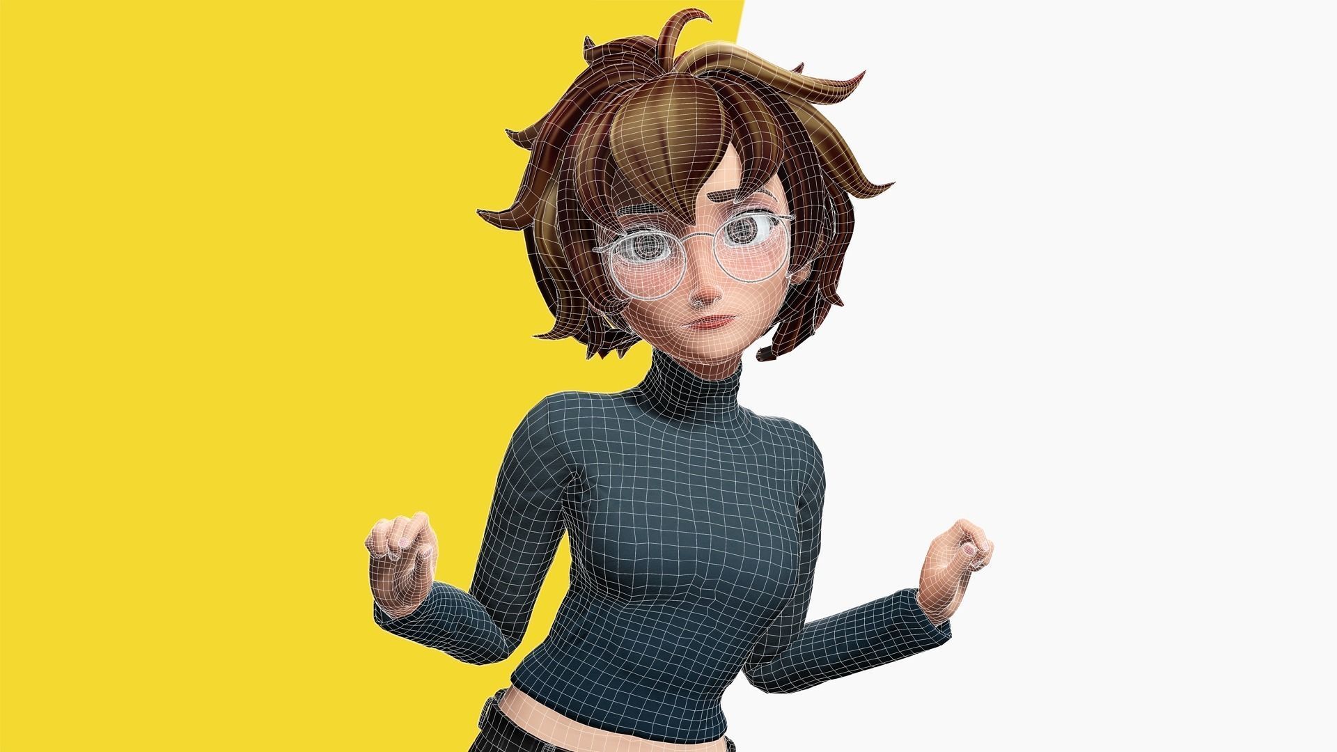 Mother Cartoon Woman Rigged 3D model RealTime girl 3D toon Low-poly 3D model_5