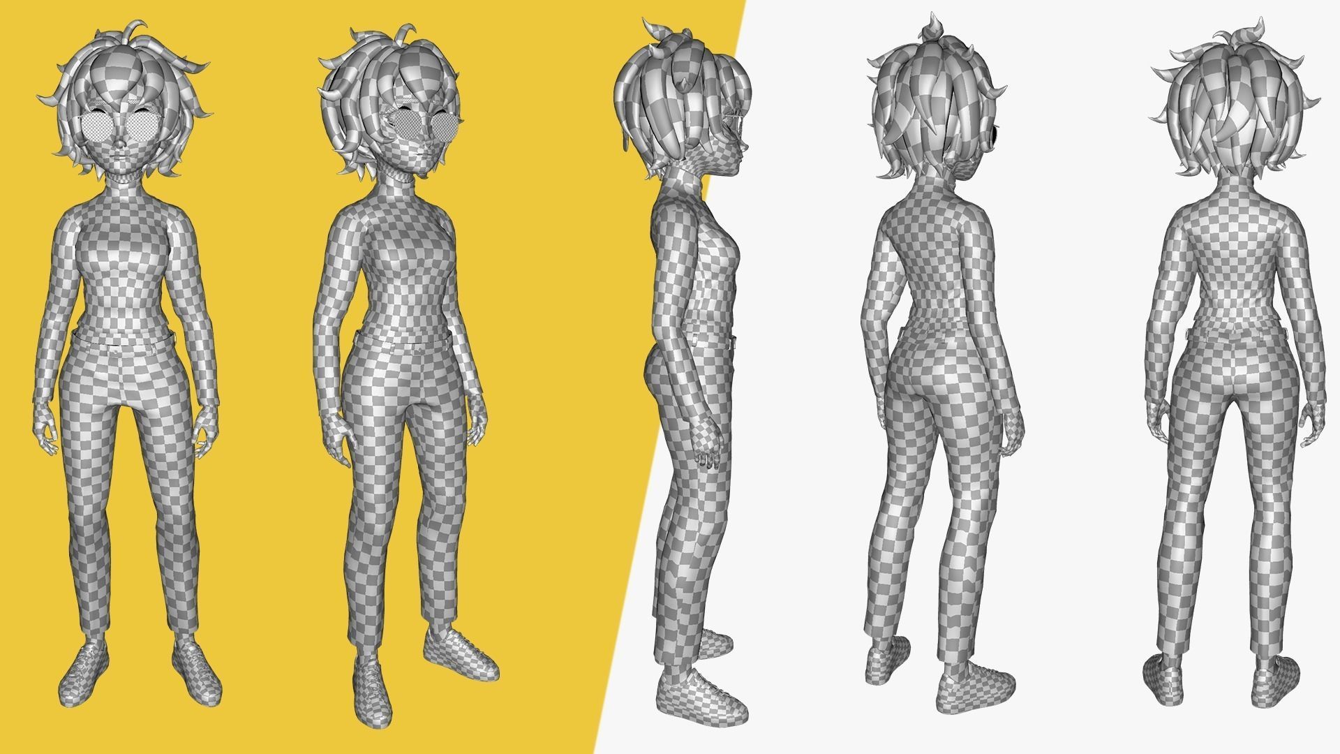 Mother Cartoon Woman Rigged 3D model RealTime girl 3D toon Low-poly 3D model_22