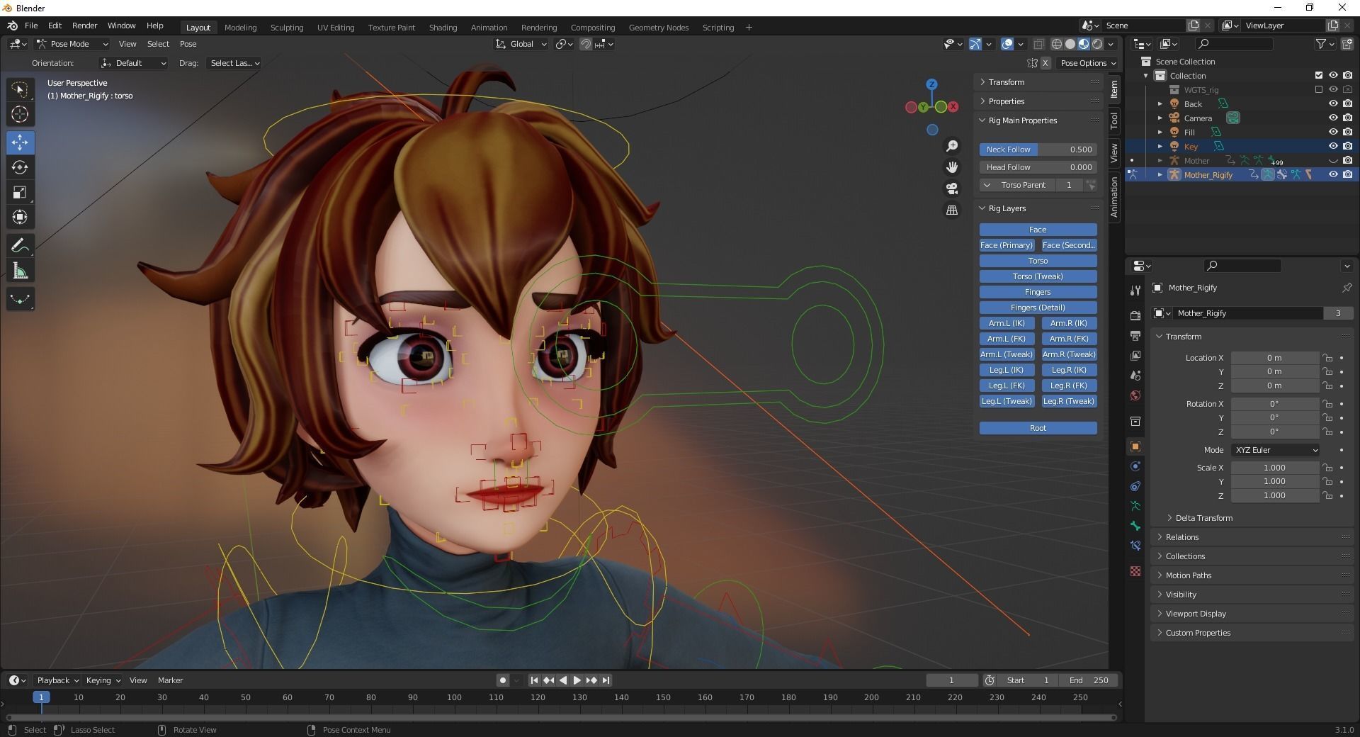 Mother Cartoon Woman Rigged 3D model RealTime girl 3D toon Low-poly 3D model_24