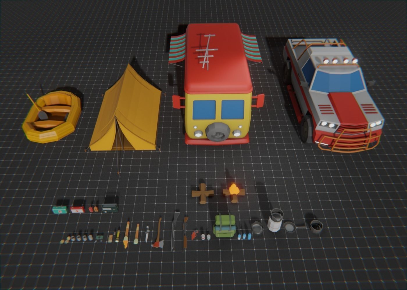 Survival Pack lowPoly Low-poly 3D model_7
