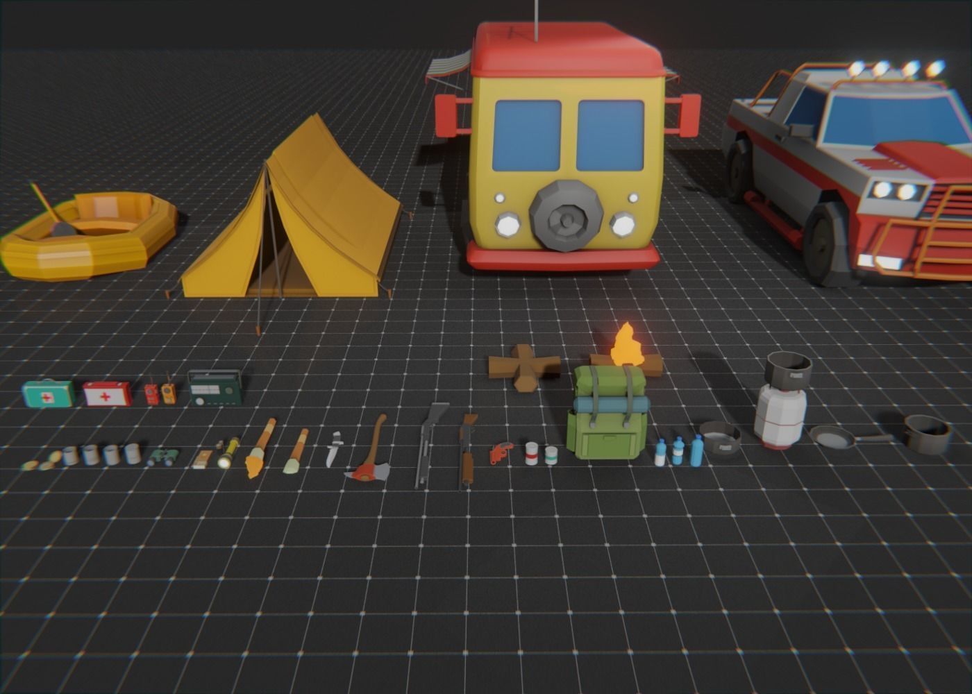 Survival Pack lowPoly Low-poly 3D model_9