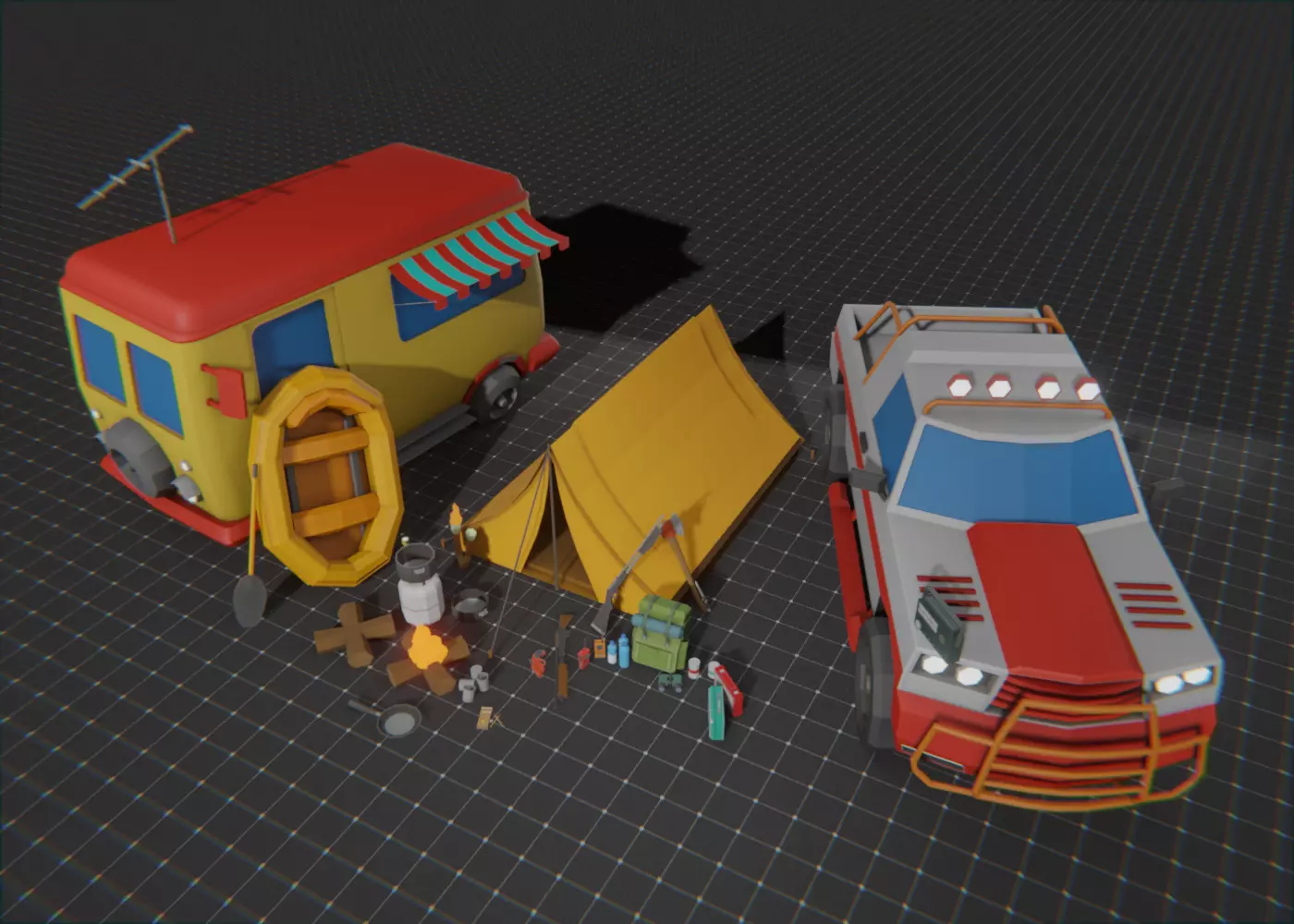 Survival Pack lowPoly Low-poly 3D model_0