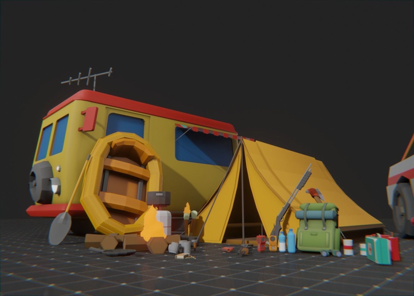Survival Pack lowPoly Low-poly 3D model_2