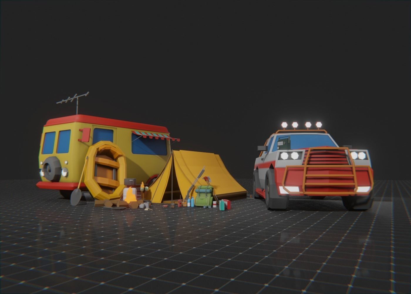 Survival Pack lowPoly Low-poly 3D model_1