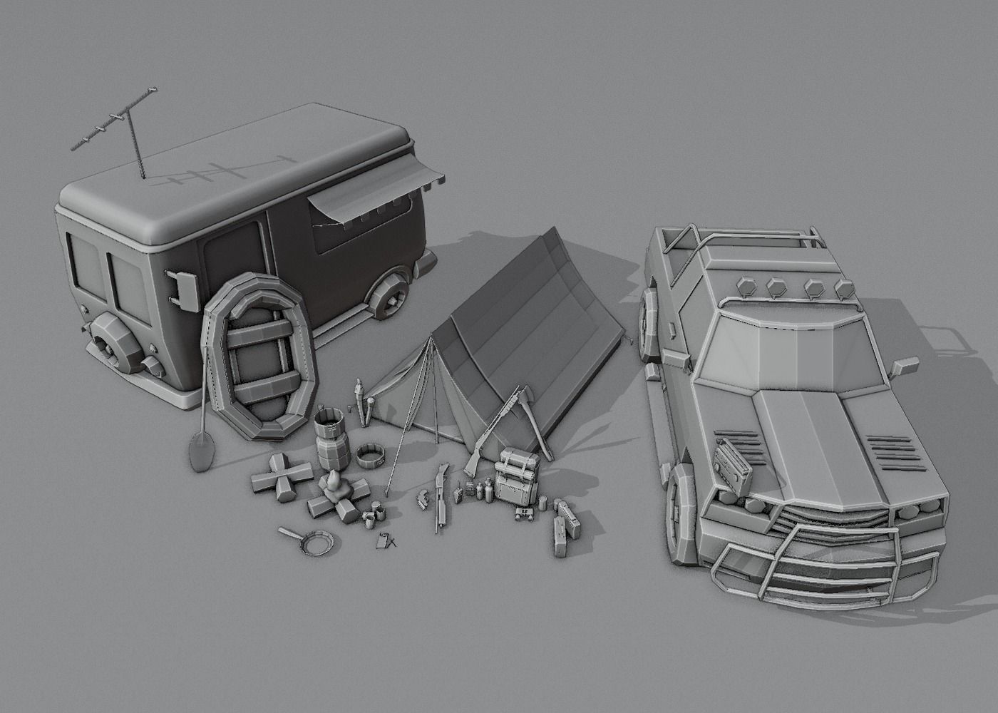 Survival Pack lowPoly Low-poly 3D model_14