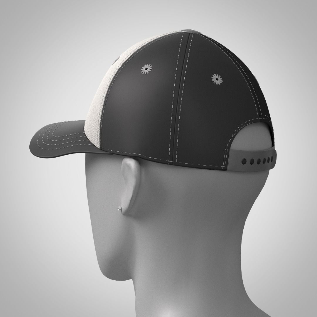 Baseball cap 3D model Low-poly 3D model_4