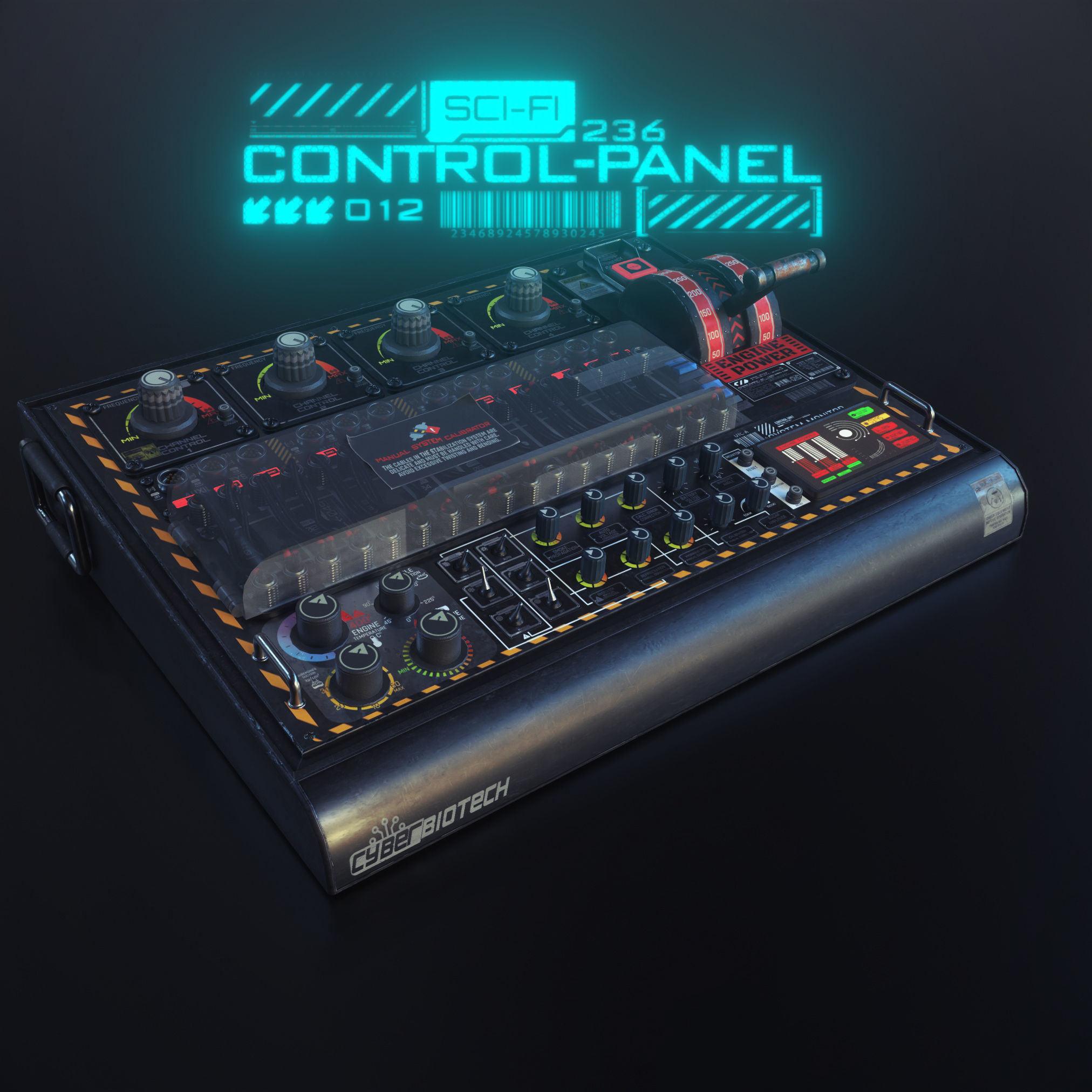 SCI-FI CONTROL PANEL Low-poly 3D model_2