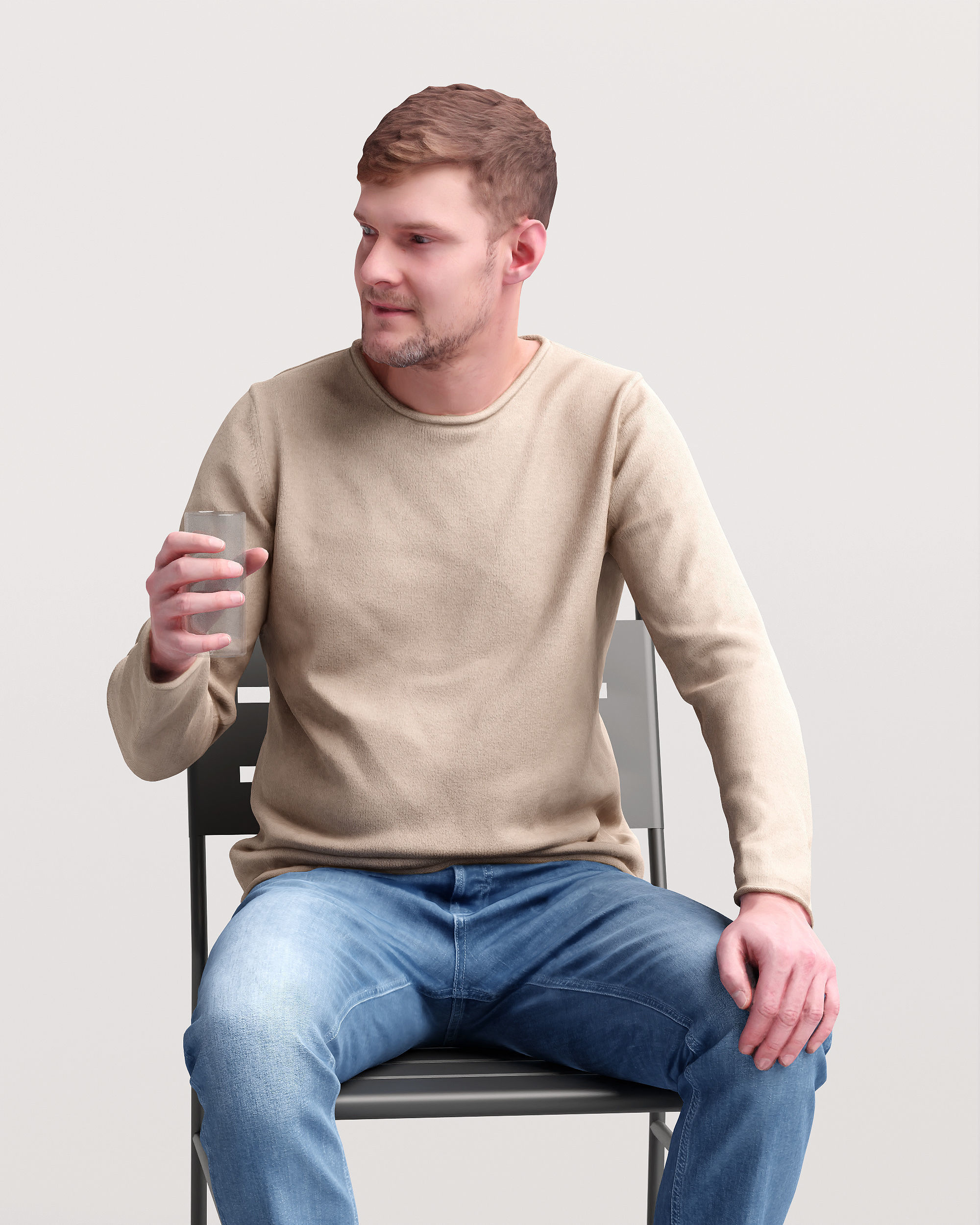 Humano Man sitting in the garden 2210-6 3D model_6