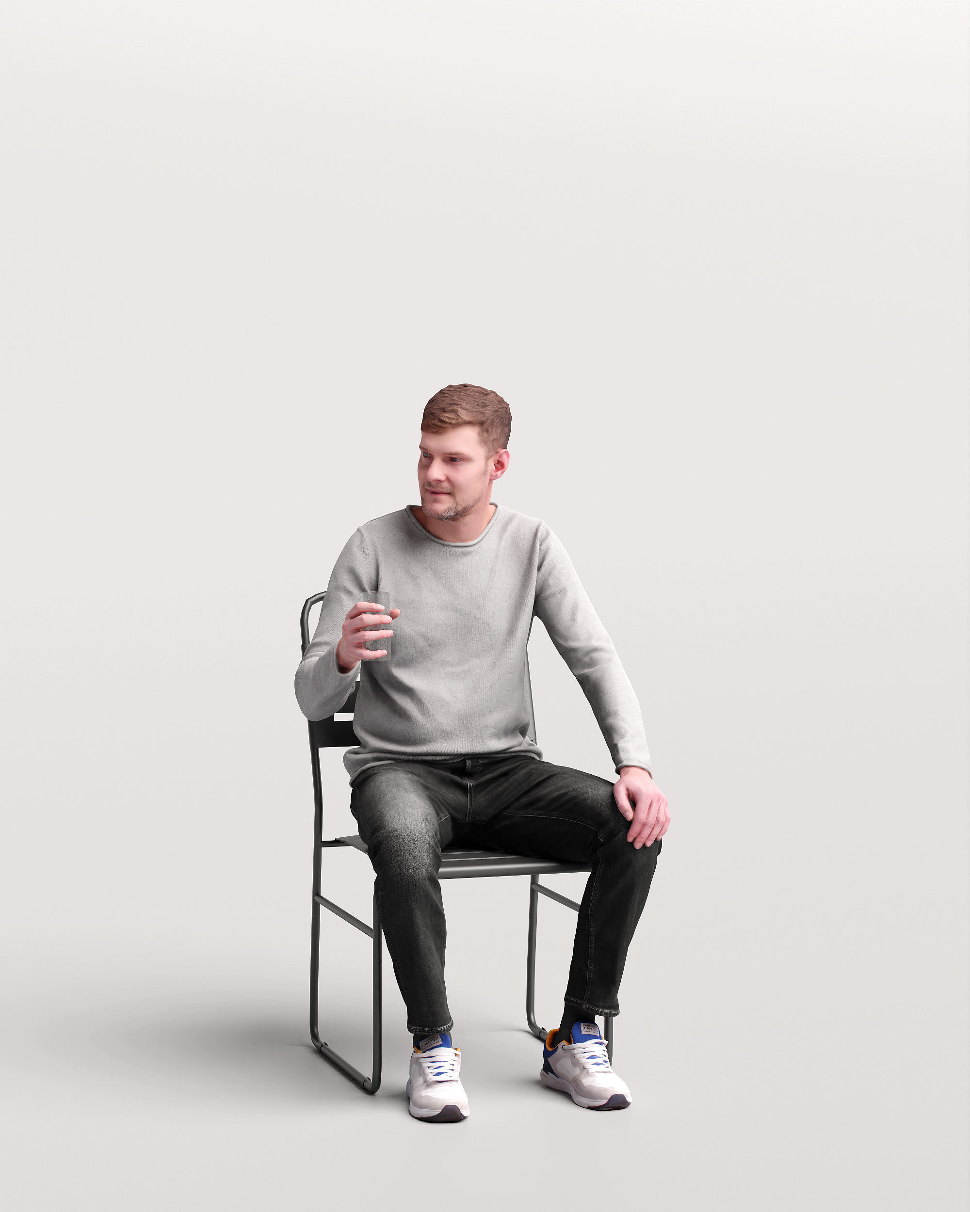 Humano Man sitting in the garden 2210-6 3D model_9