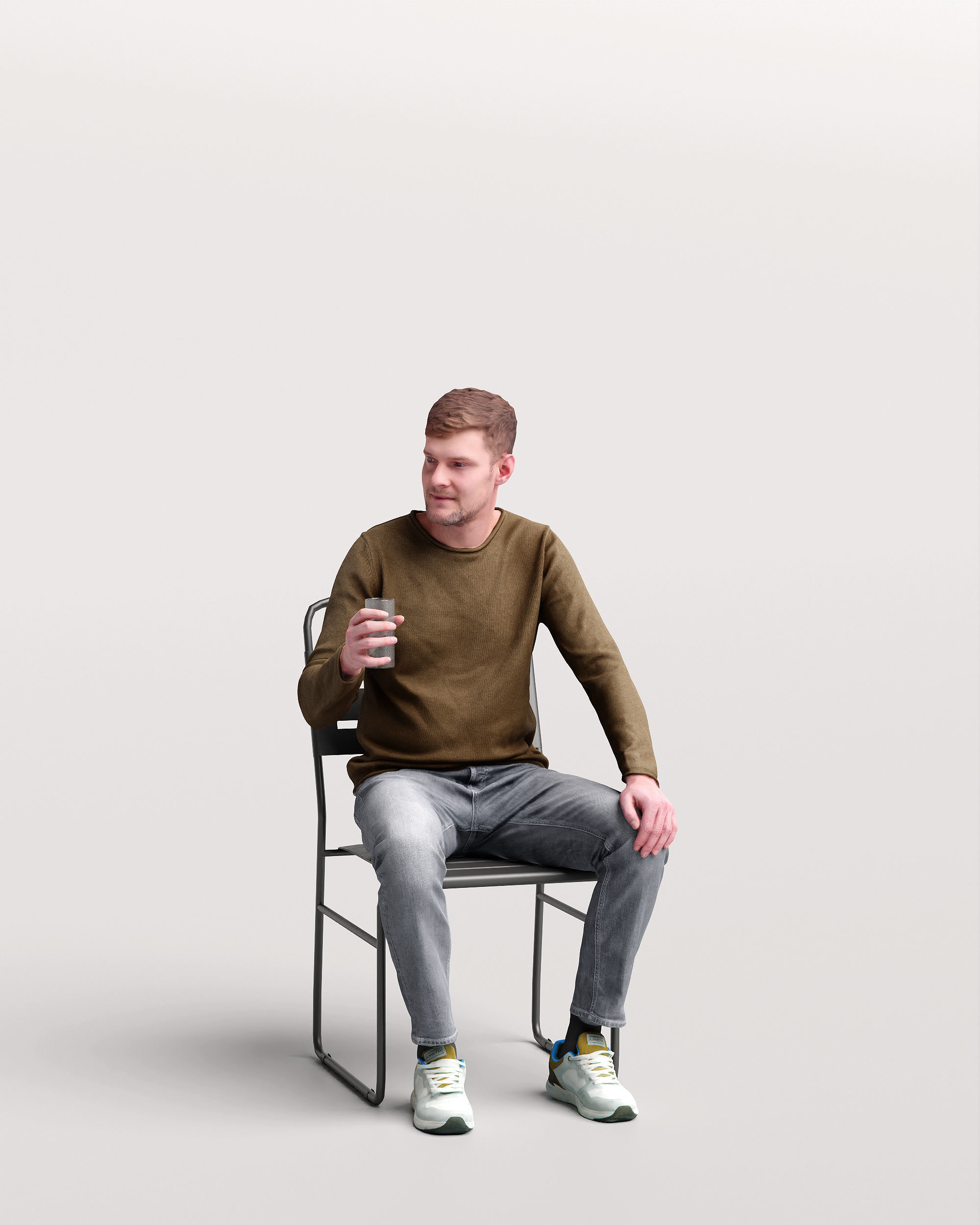 Humano Man sitting in the garden 2210-6 3D model_11