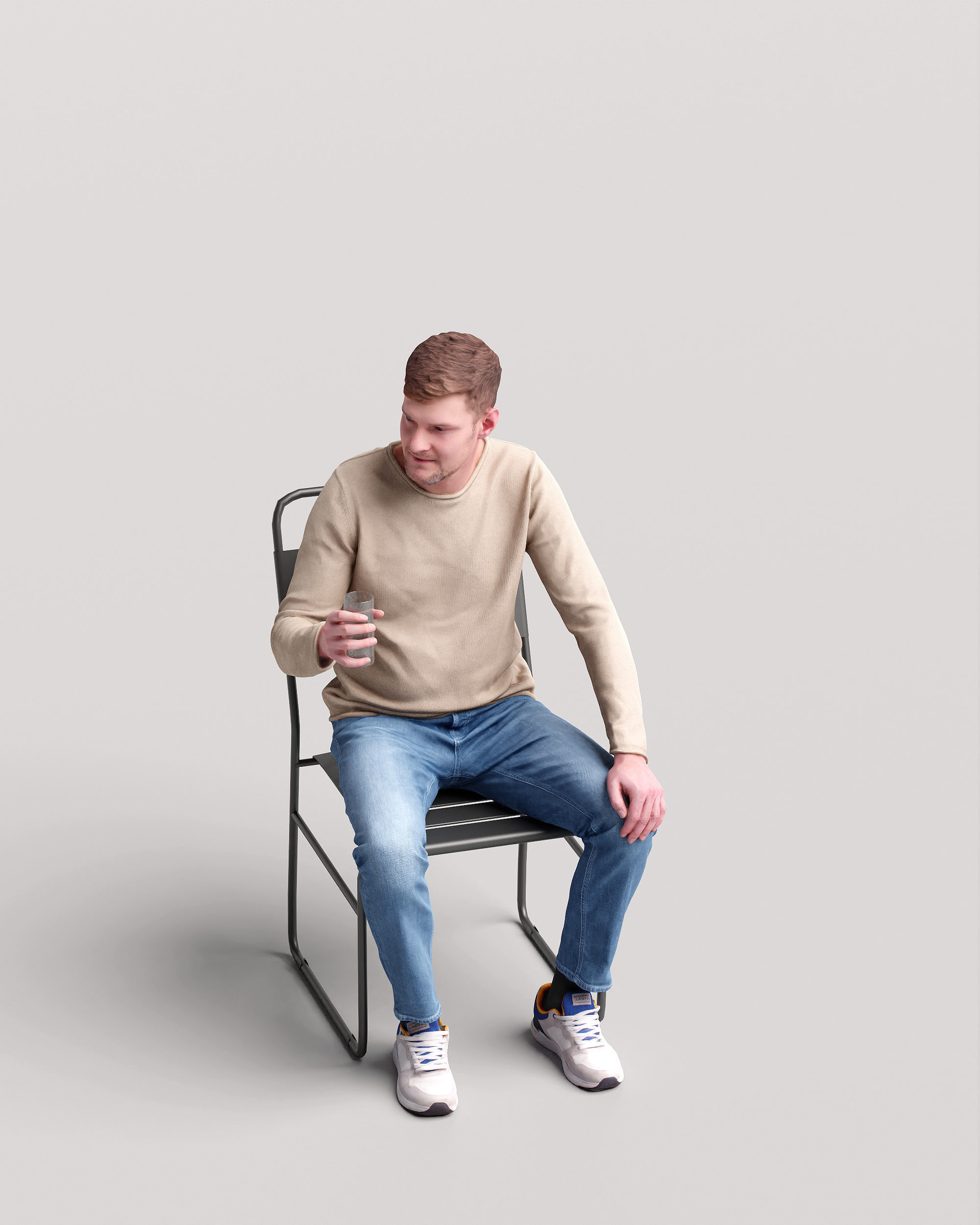 Humano Man sitting in the garden 2210-6 3D model_8