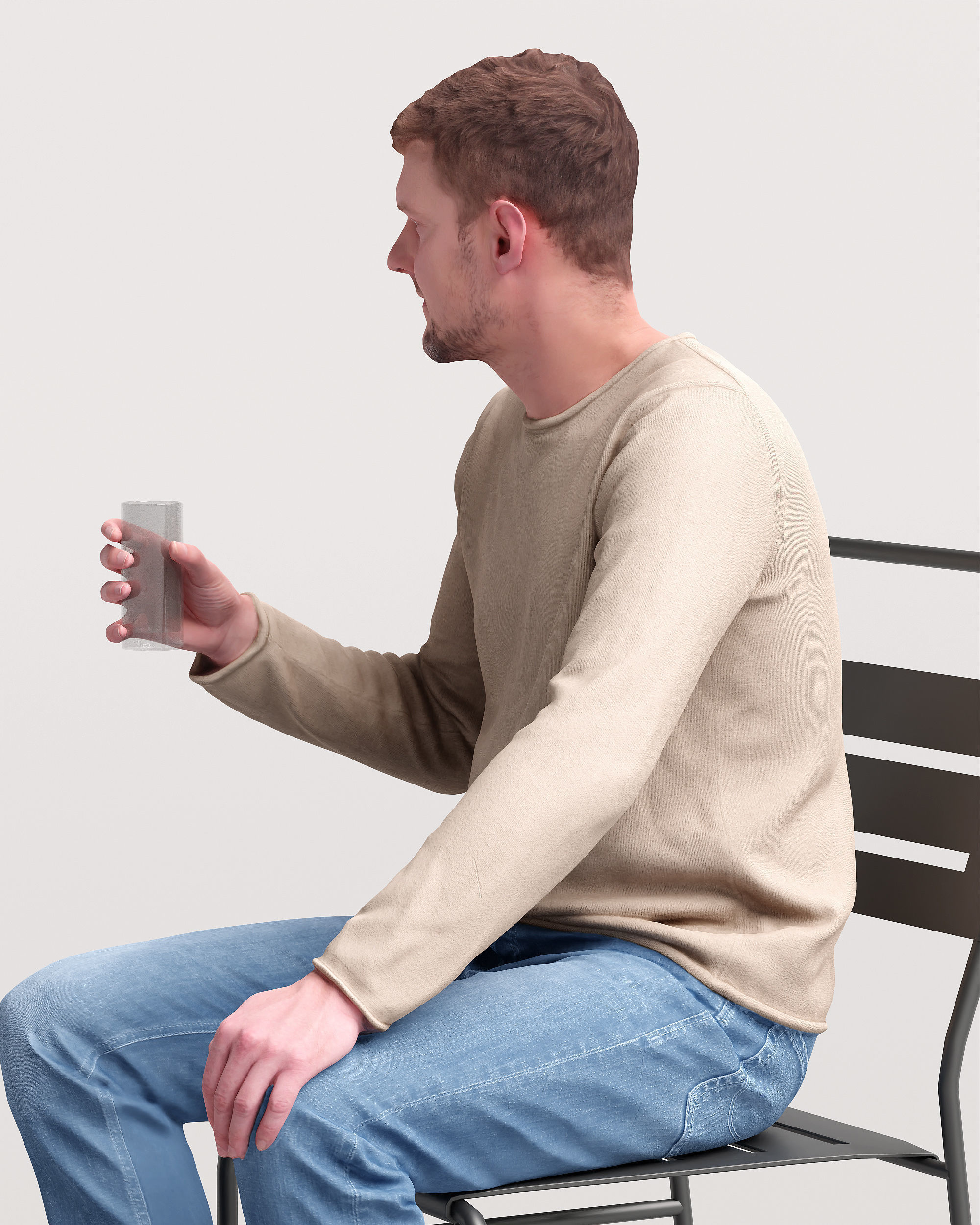 Humano Man sitting in the garden 2210-6 3D model_7