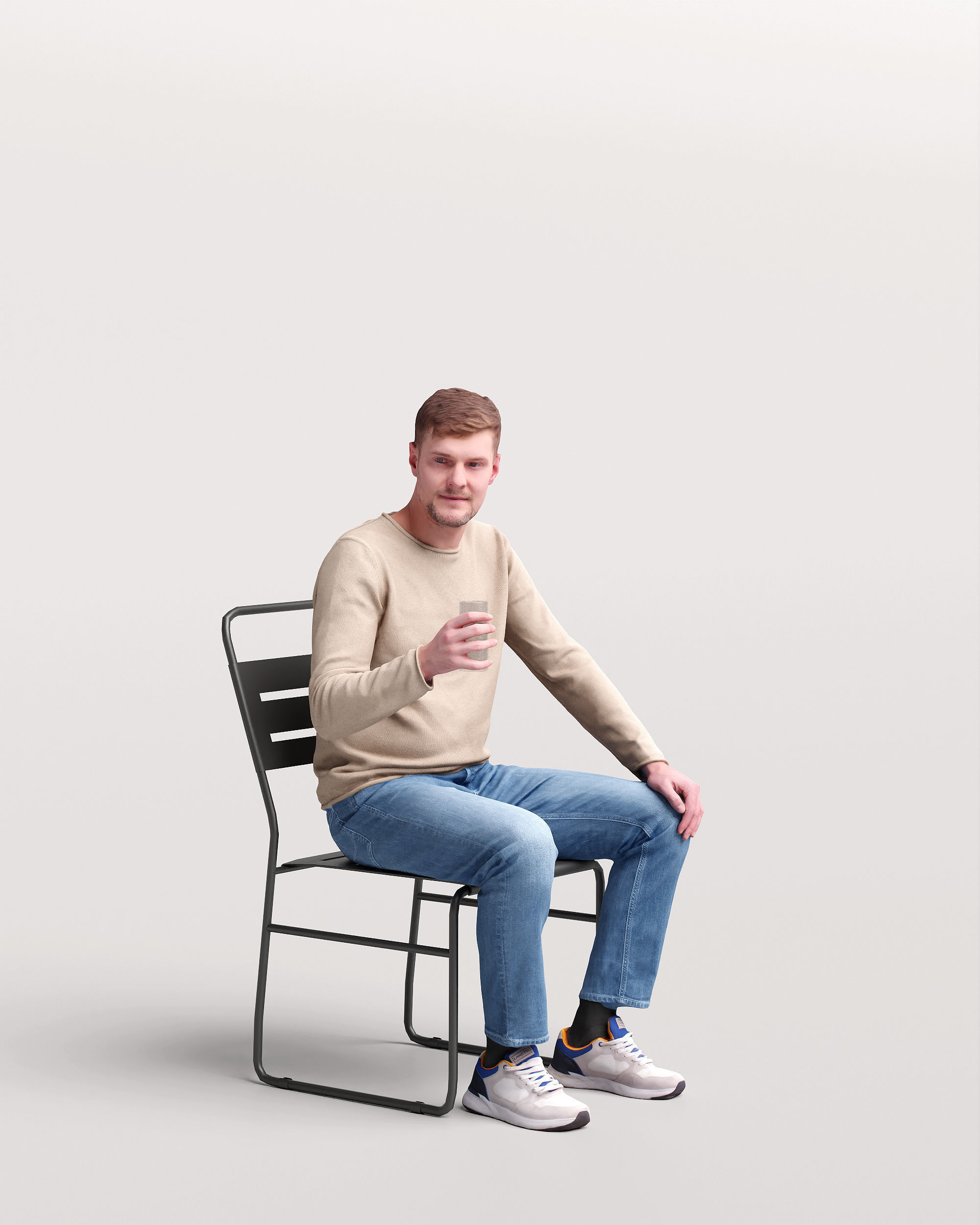 Humano Man sitting in the garden 2210-6 3D model_2