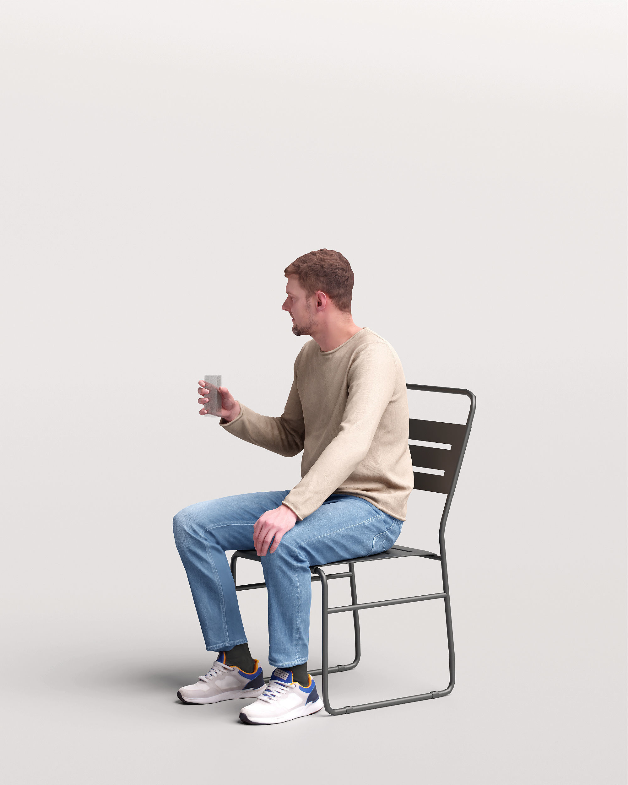 Humano Man sitting in the garden 2210-6 3D model_5