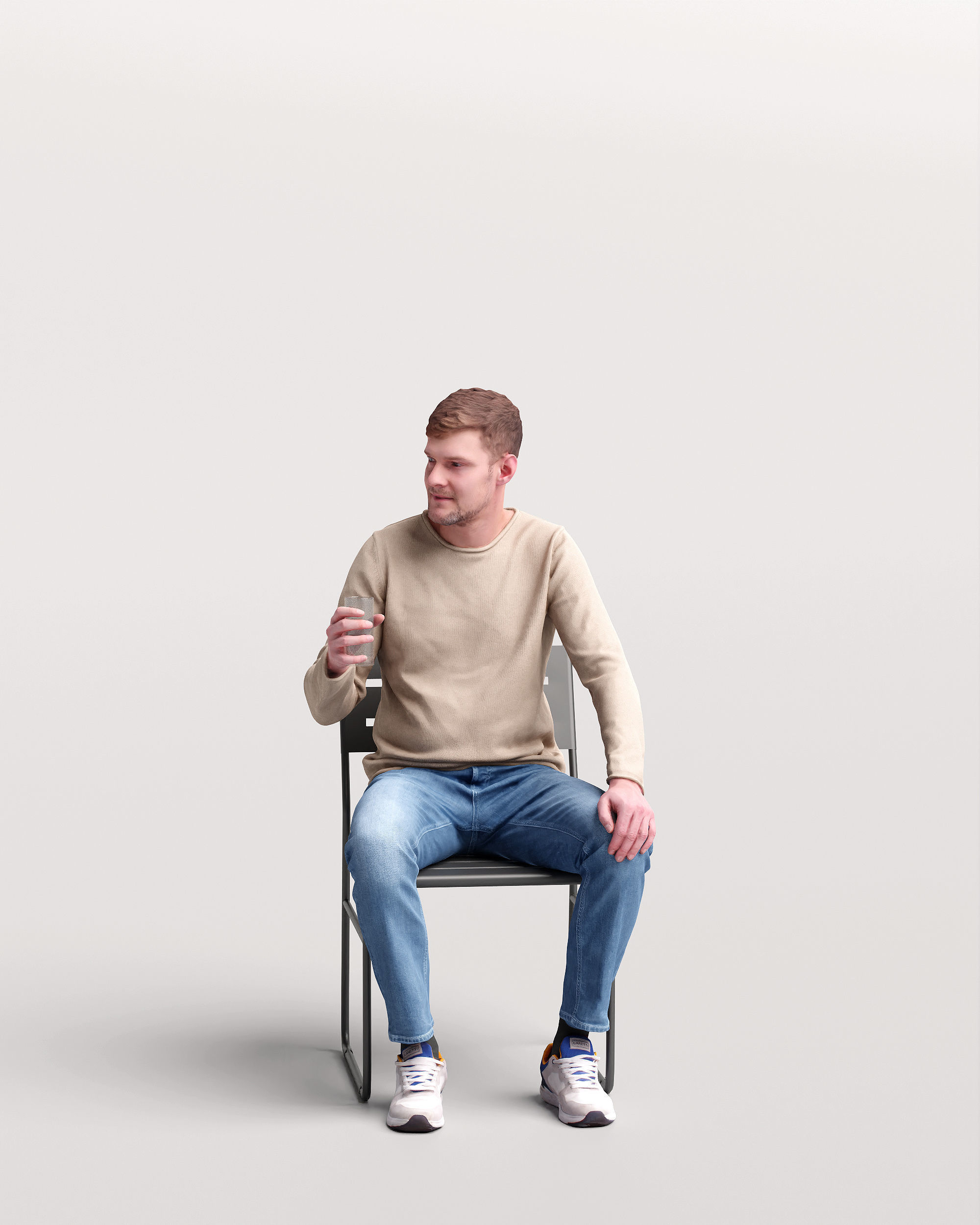 Humano Man sitting in the garden 2210-6 3D model_3