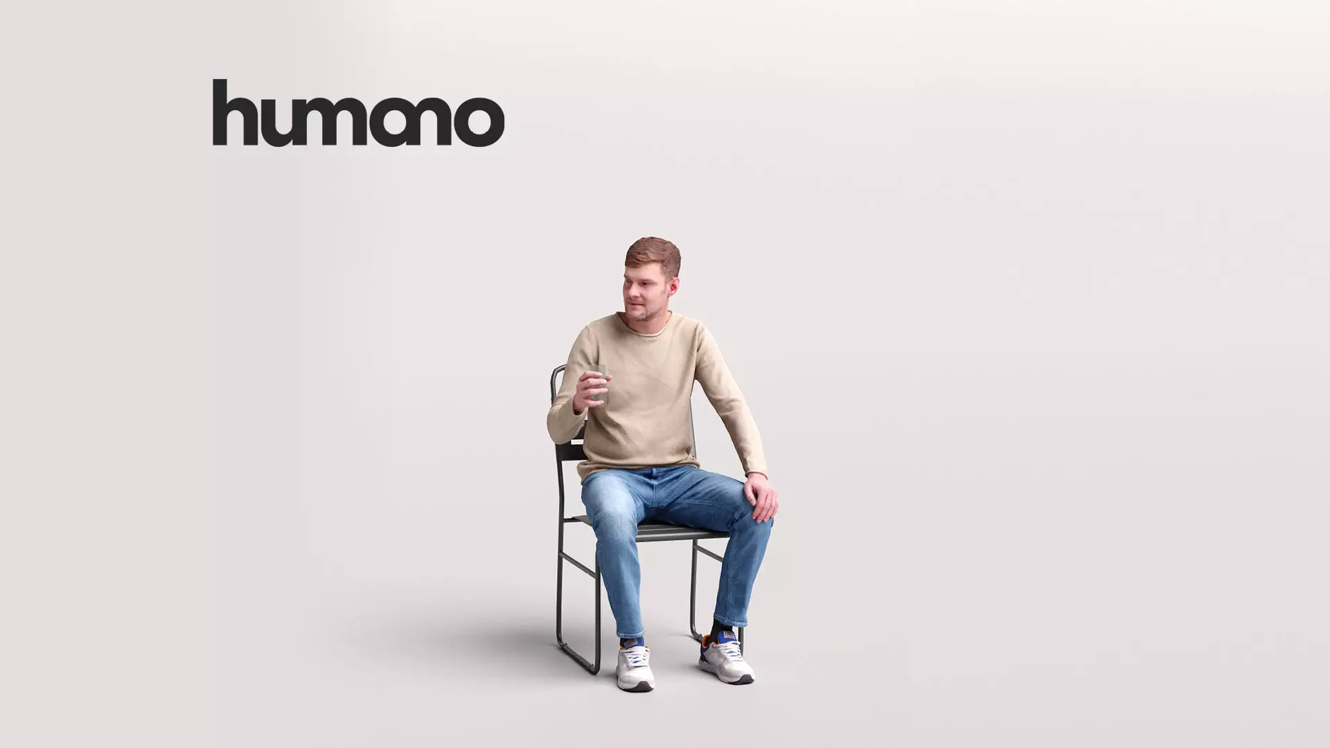 Humano Man sitting in the garden 2210-6 3D model_0