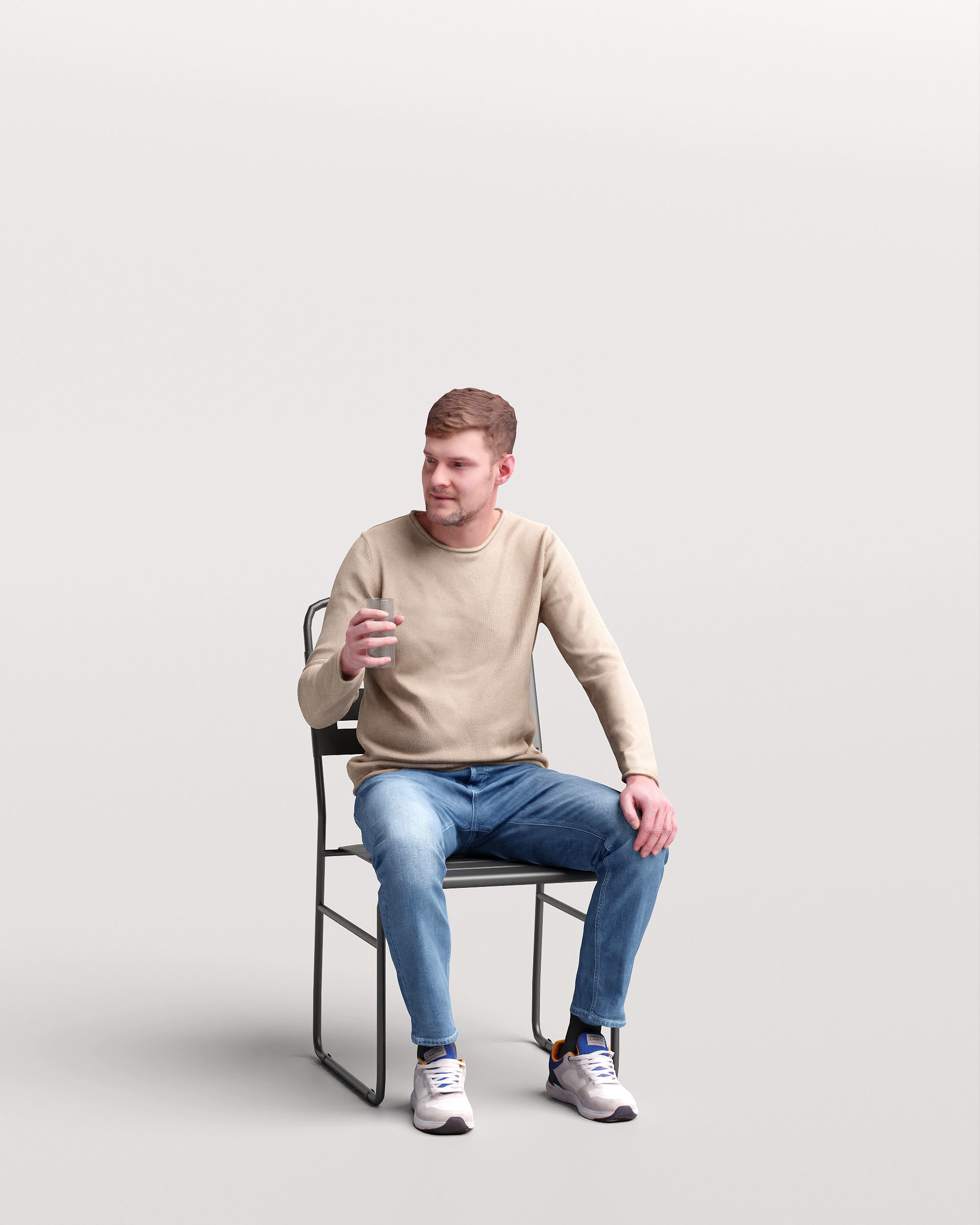 Humano Man sitting in the garden 2210-6 3D model_1