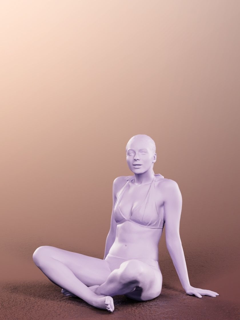 Klara 12616 - Sitting Athletic Woman In Bikini Low-poly 3D model_3