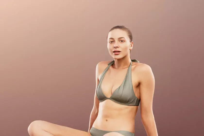 Klara 12616 - Sitting Athletic Woman In Bikini Low-poly 3D model_0