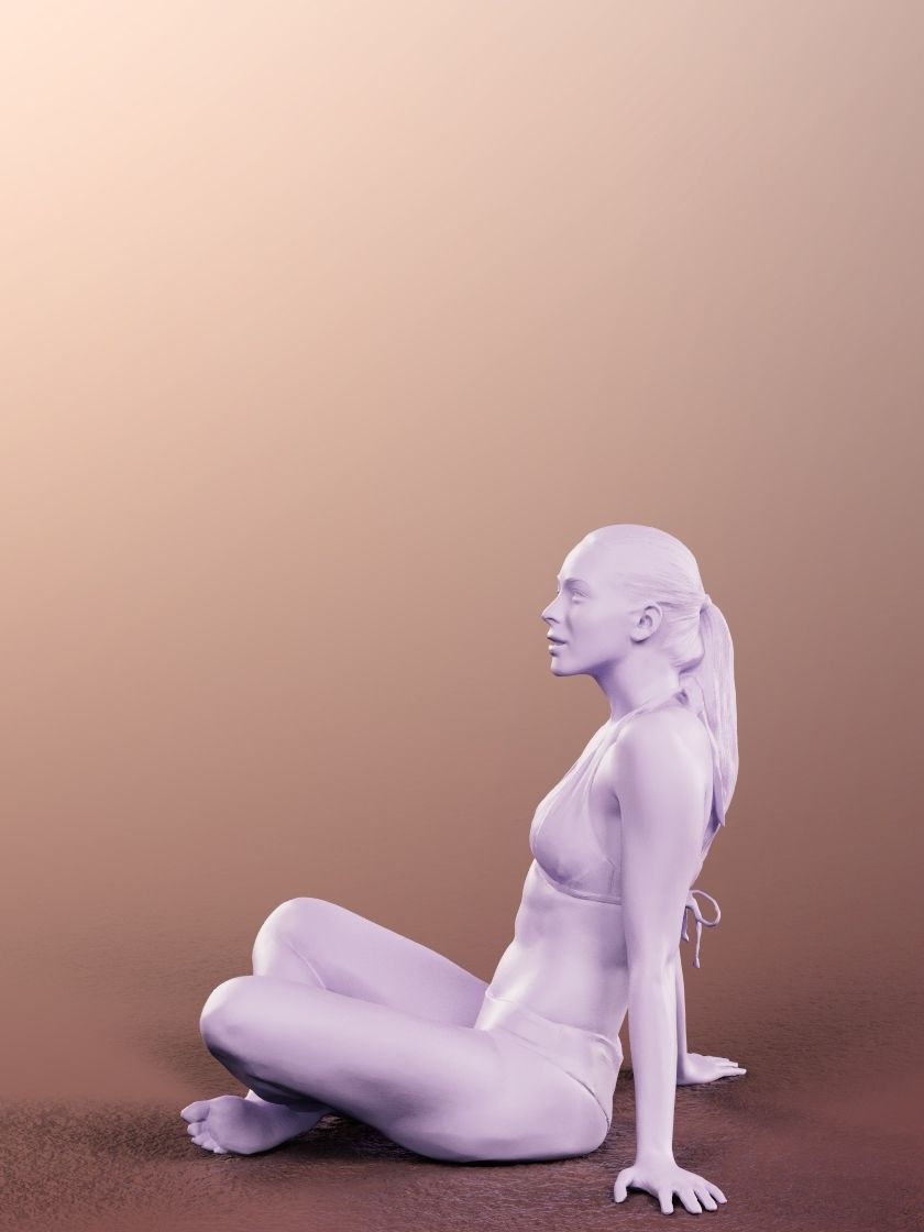 Klara 12616 - Sitting Athletic Woman In Bikini Low-poly 3D model_4