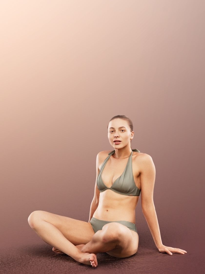 Klara 12616 - Sitting Athletic Woman In Bikini Low-poly 3D model_1