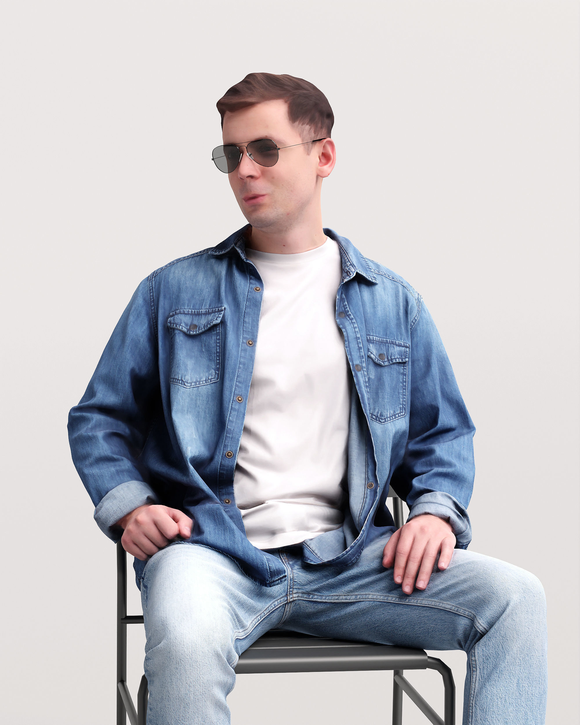 Humano Man sitting in the garden 2210-5 3D model_6