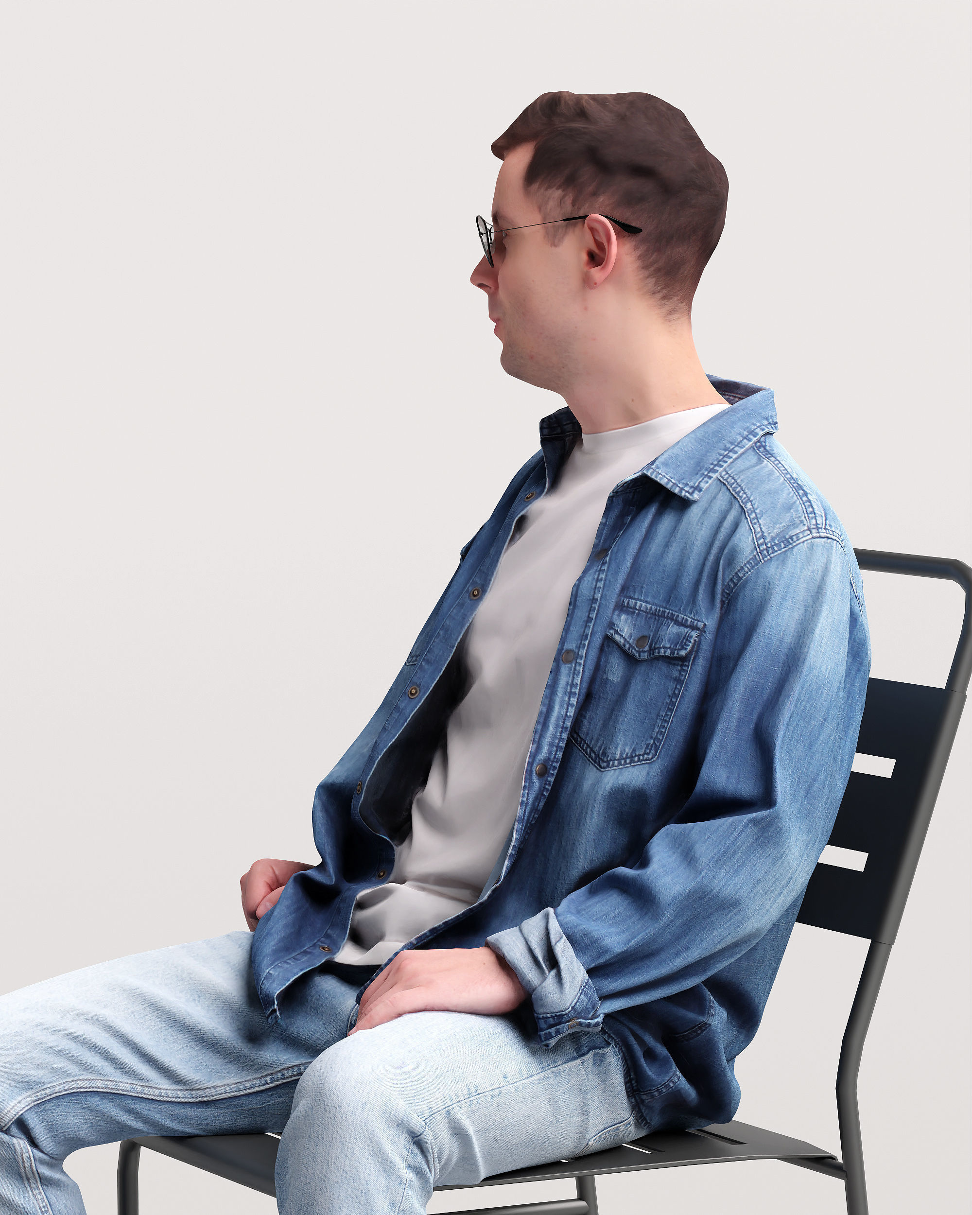 Humano Man sitting in the garden 2210-5 3D model_7