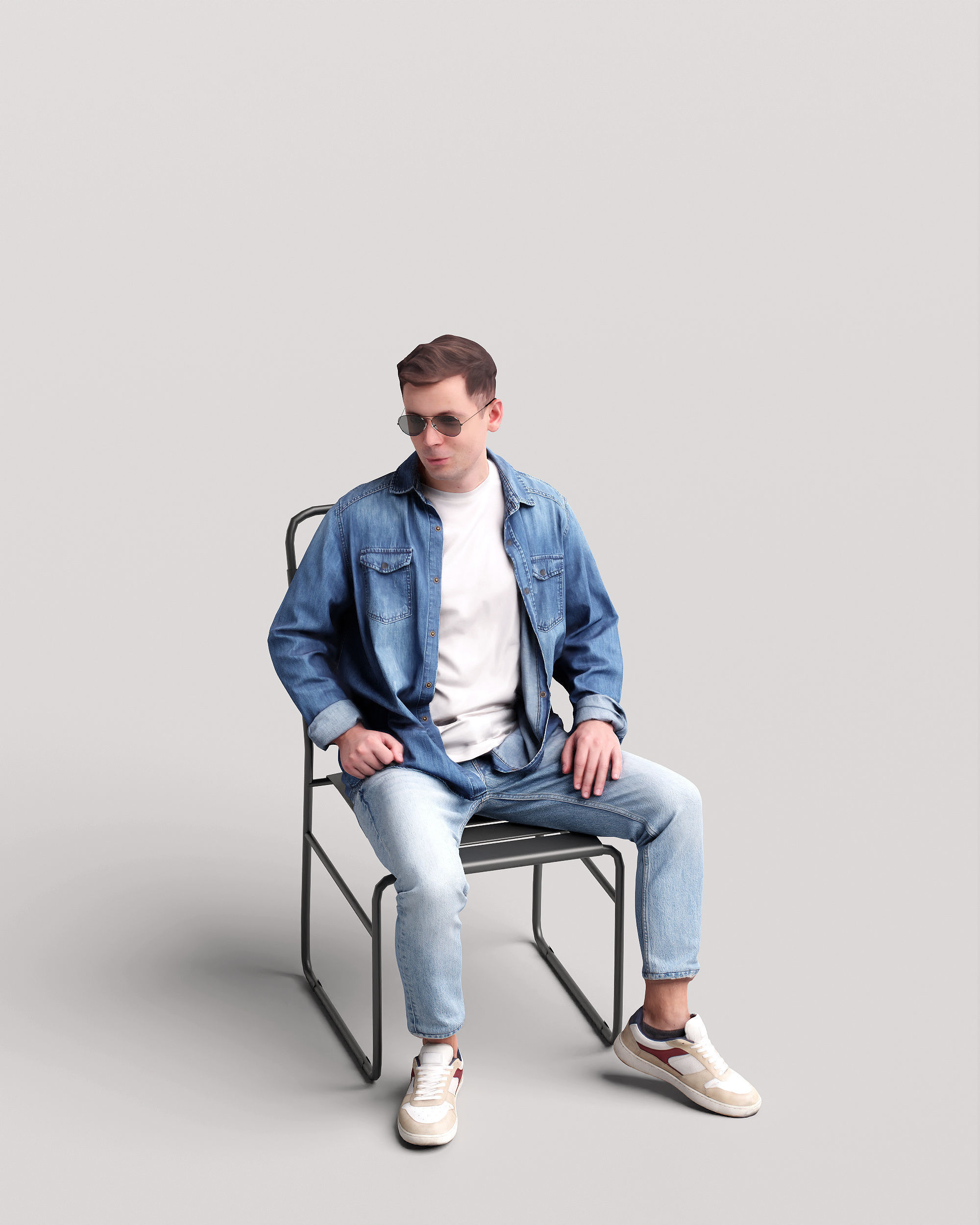 Humano Man sitting in the garden 2210-5 3D model_8