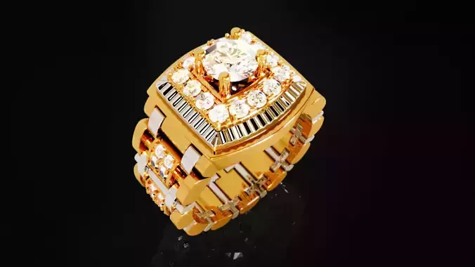 Diamond Modern Watch Band Shank Ring