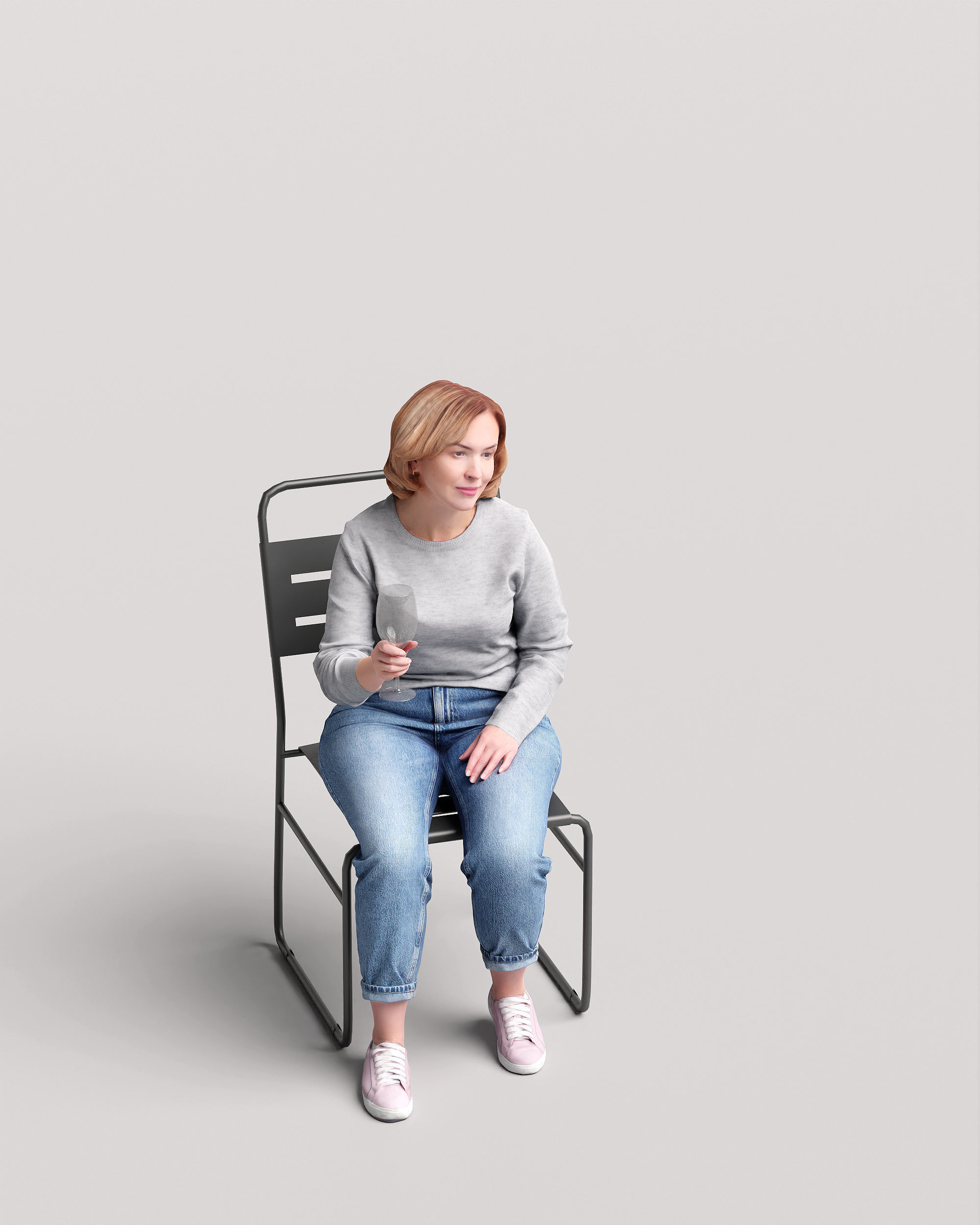 Humano Sitting Woman with a glass 2210-12 3D model_8
