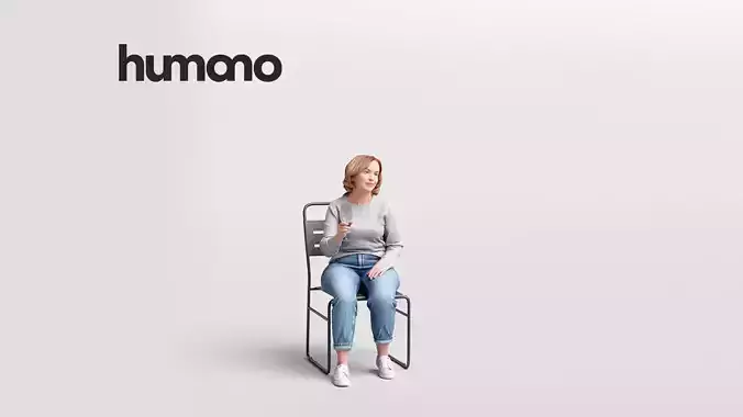 Humano Sitting Woman with a glass 2210-12 3D model