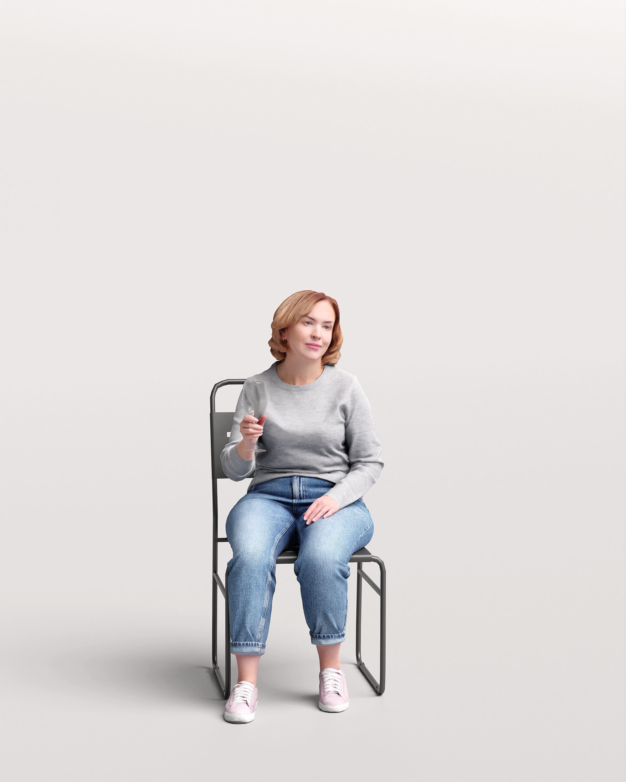 Humano Sitting Woman with a glass 2210-12 3D model_3