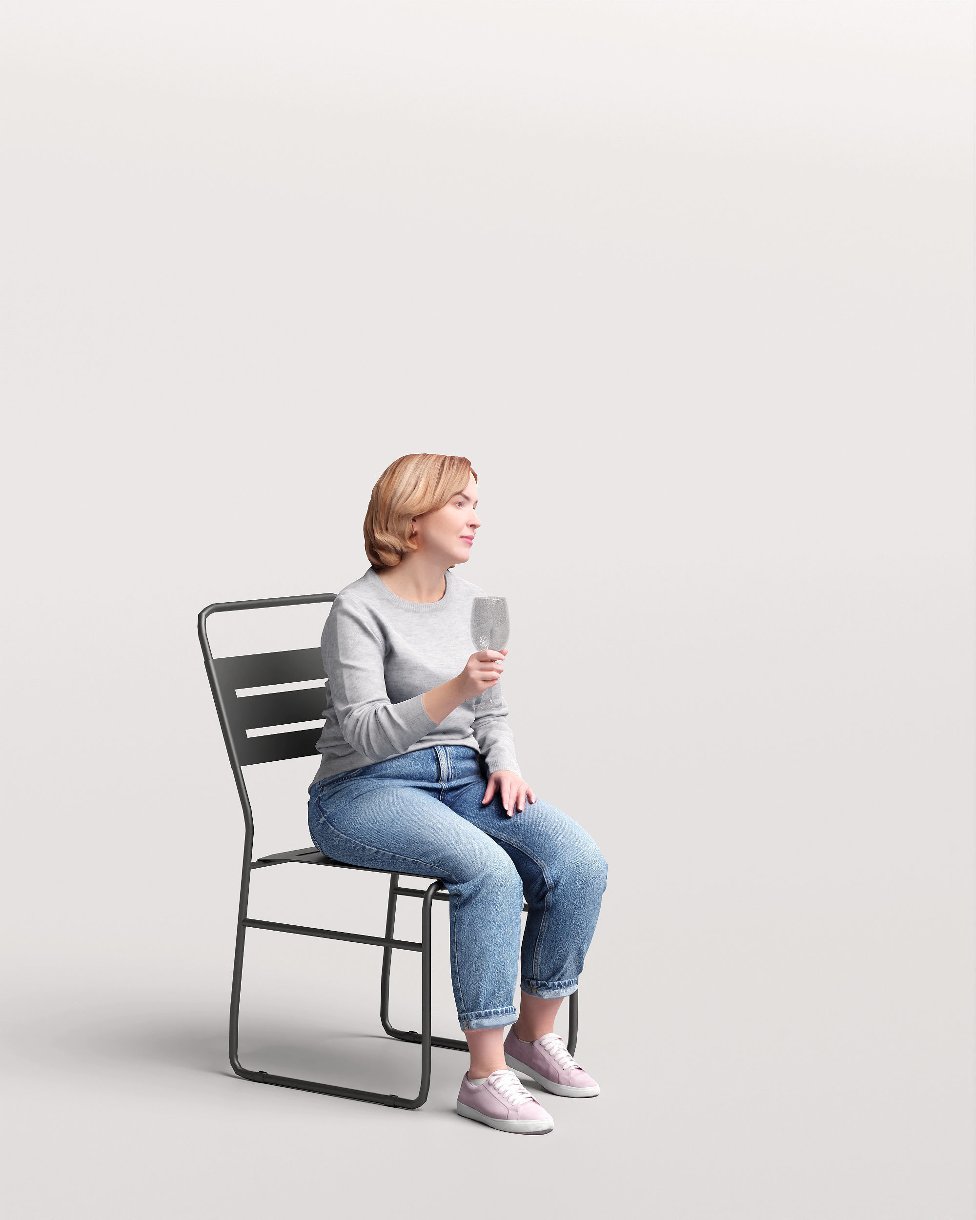 Humano Sitting Woman with a glass 2210-12 3D model_2