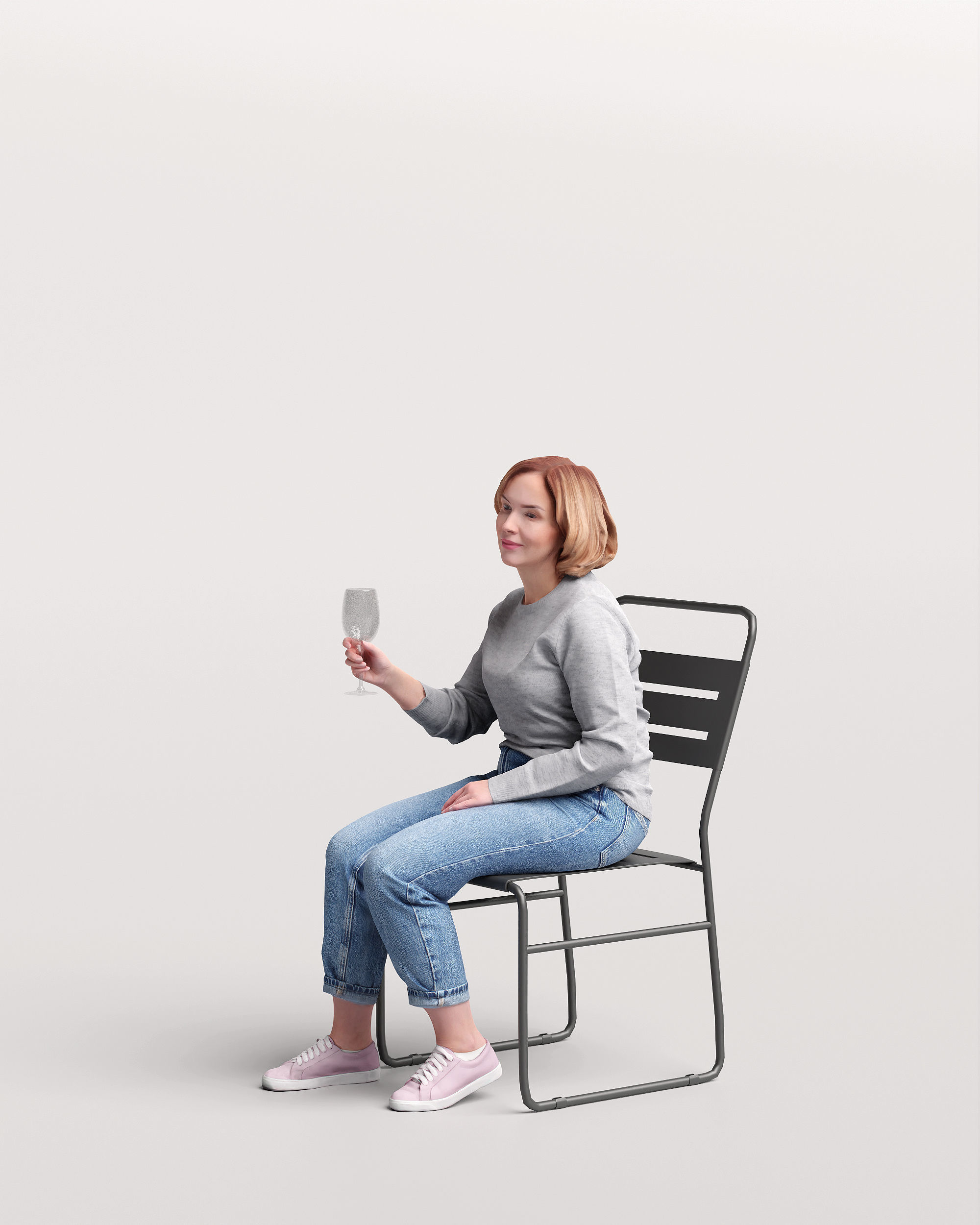 Humano Sitting Woman with a glass 2210-12 3D model_5