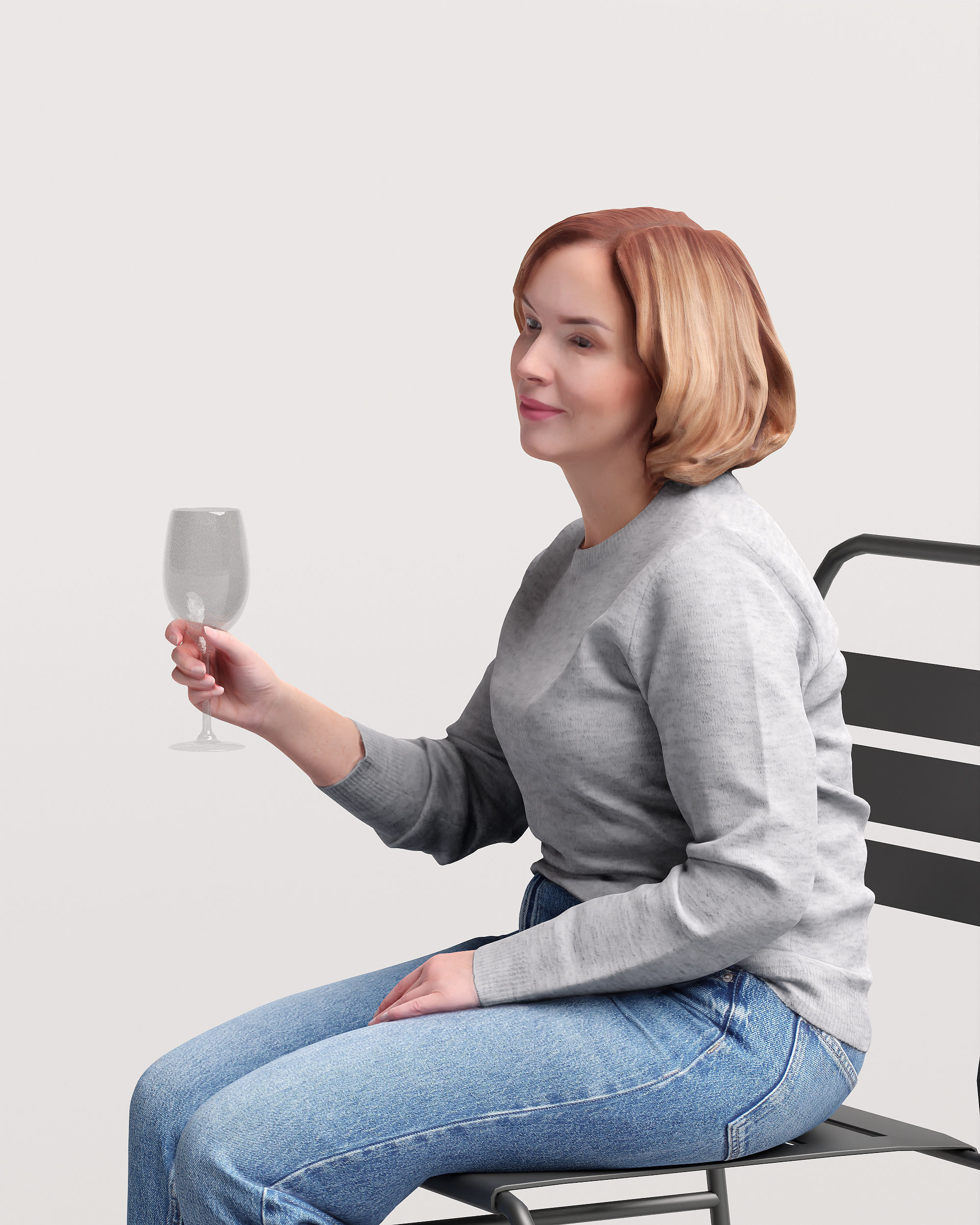 Humano Sitting Woman with a glass 2210-12 3D model_7