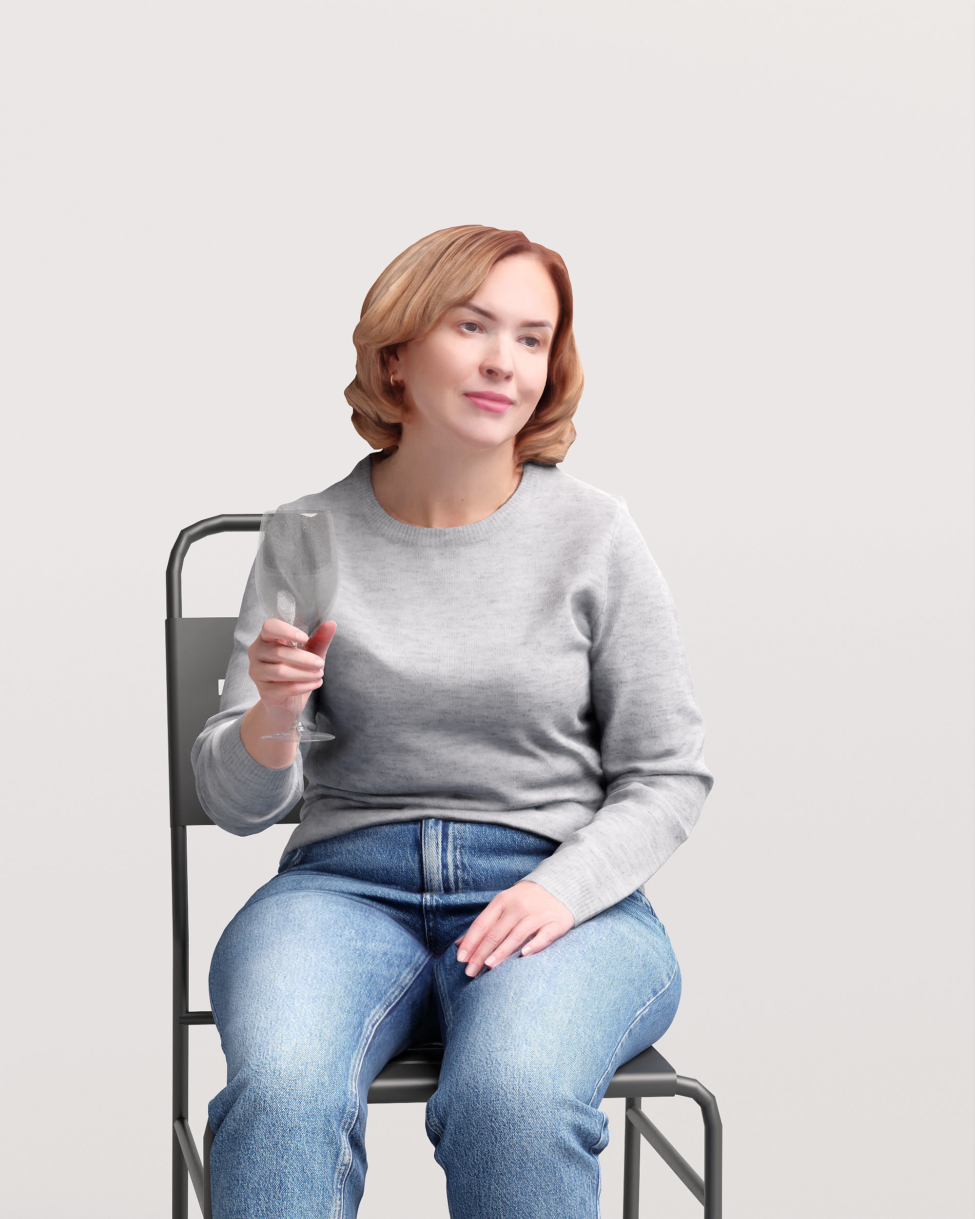 Humano Sitting Woman with a glass 2210-12 3D model_6