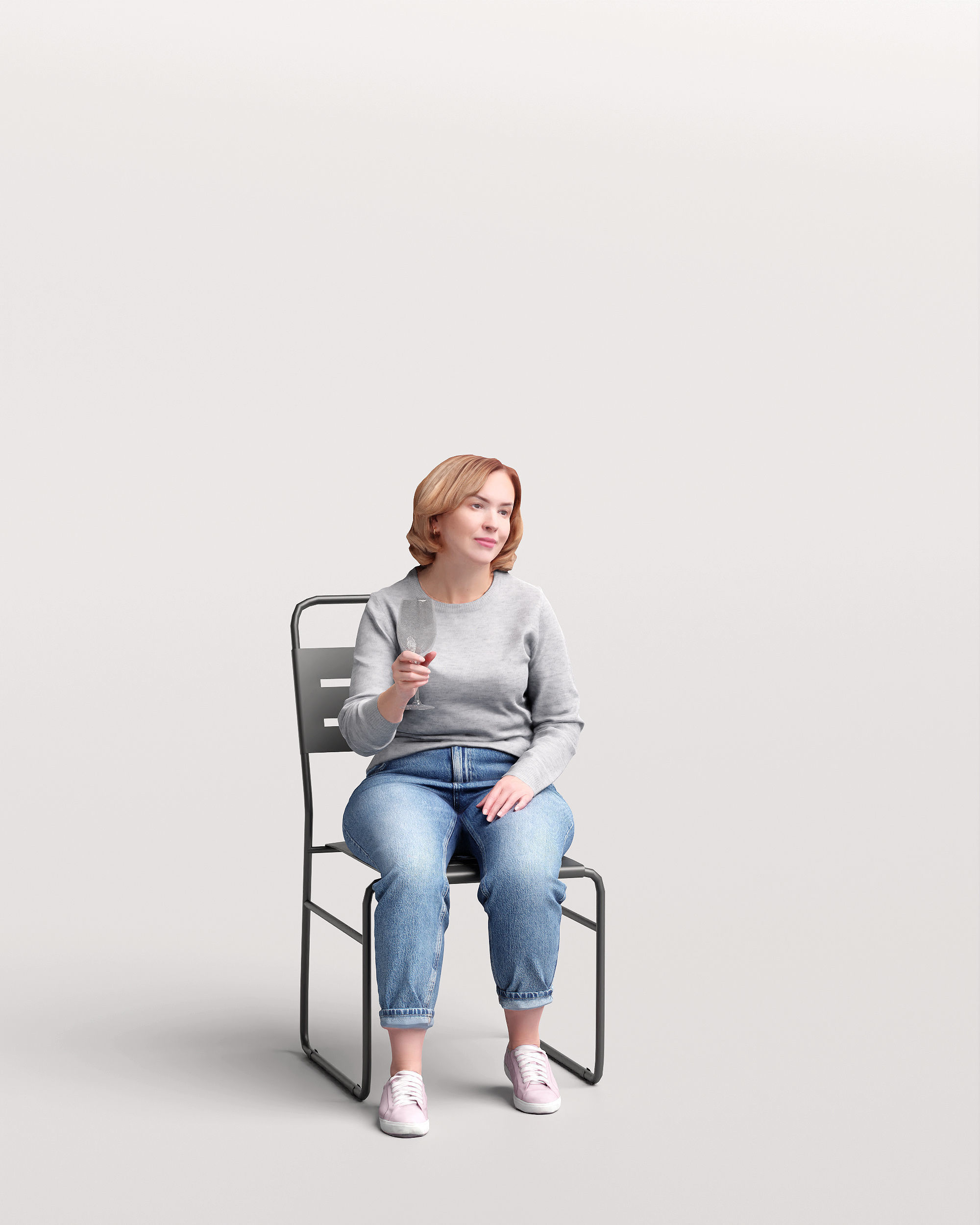 Humano Sitting Woman with a glass 2210-12 3D model_1