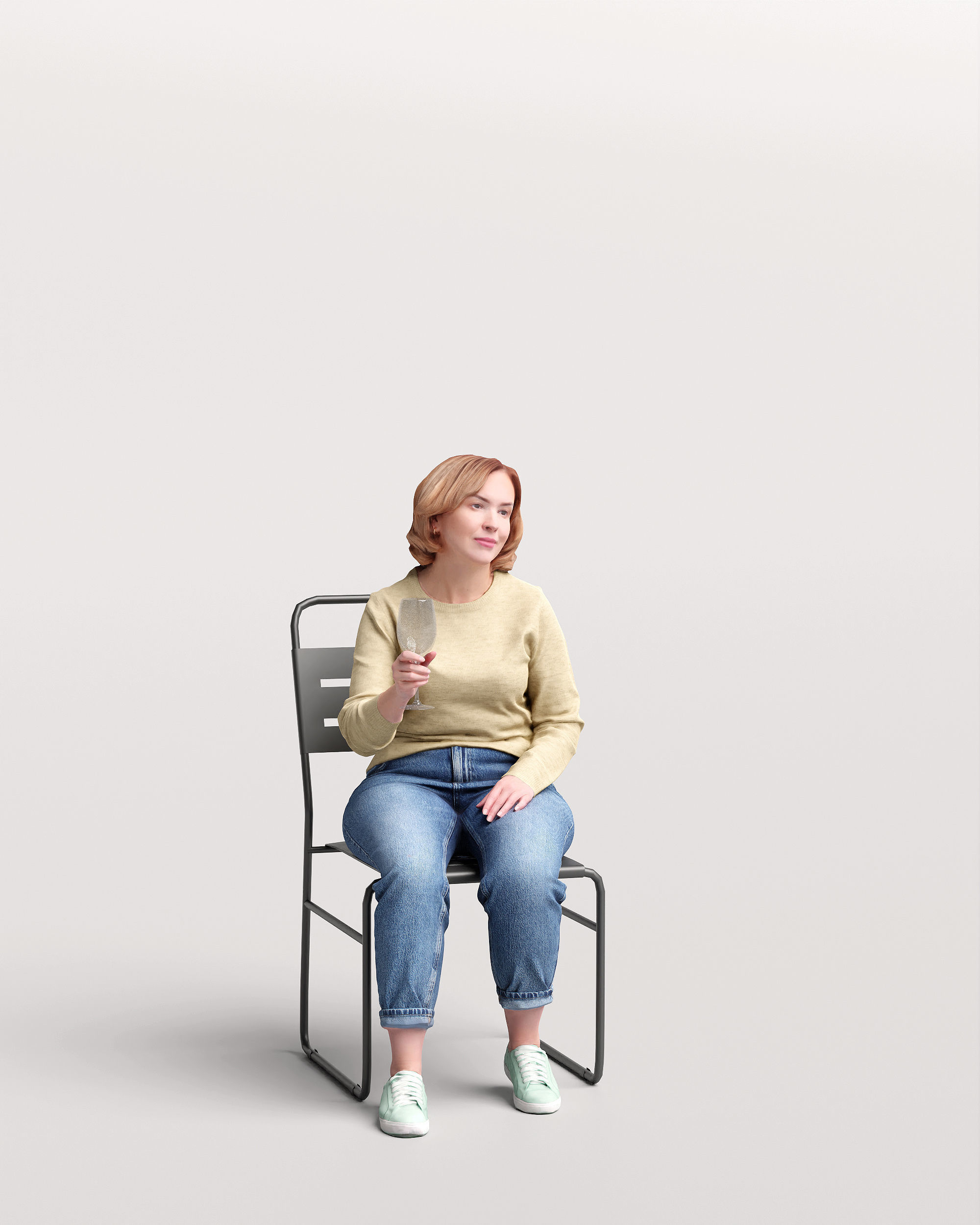 Humano Sitting Woman with a glass 2210-12 3D model_9