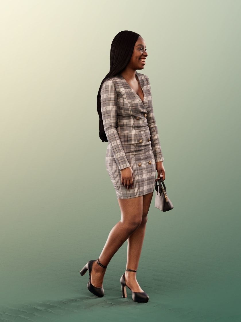 Rae 12043 - Standing Elegant Black Woman Laughing Low-poly 3D model_2