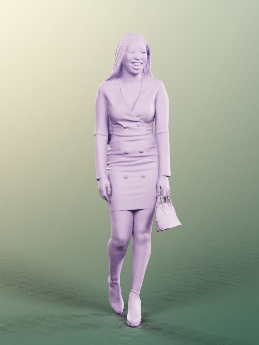 Rae 12043 - Standing Elegant Black Woman Laughing Low-poly 3D model_3