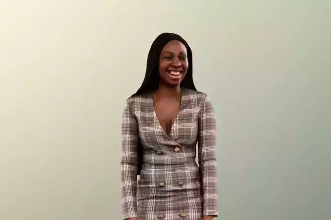 Rae 12043 - Standing Elegant Black Woman Laughing