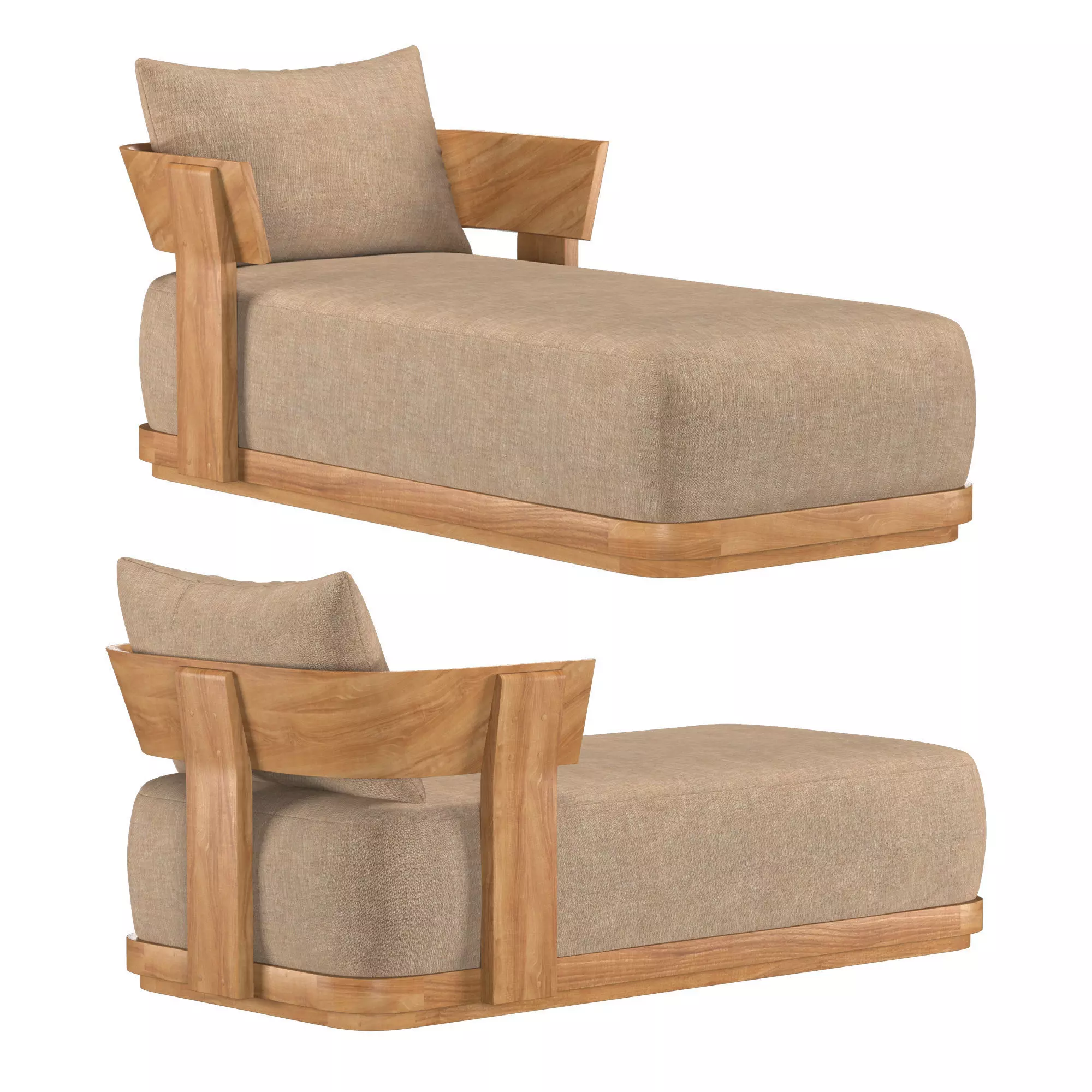 SOLARO TEAK CHAISE 3D model_0