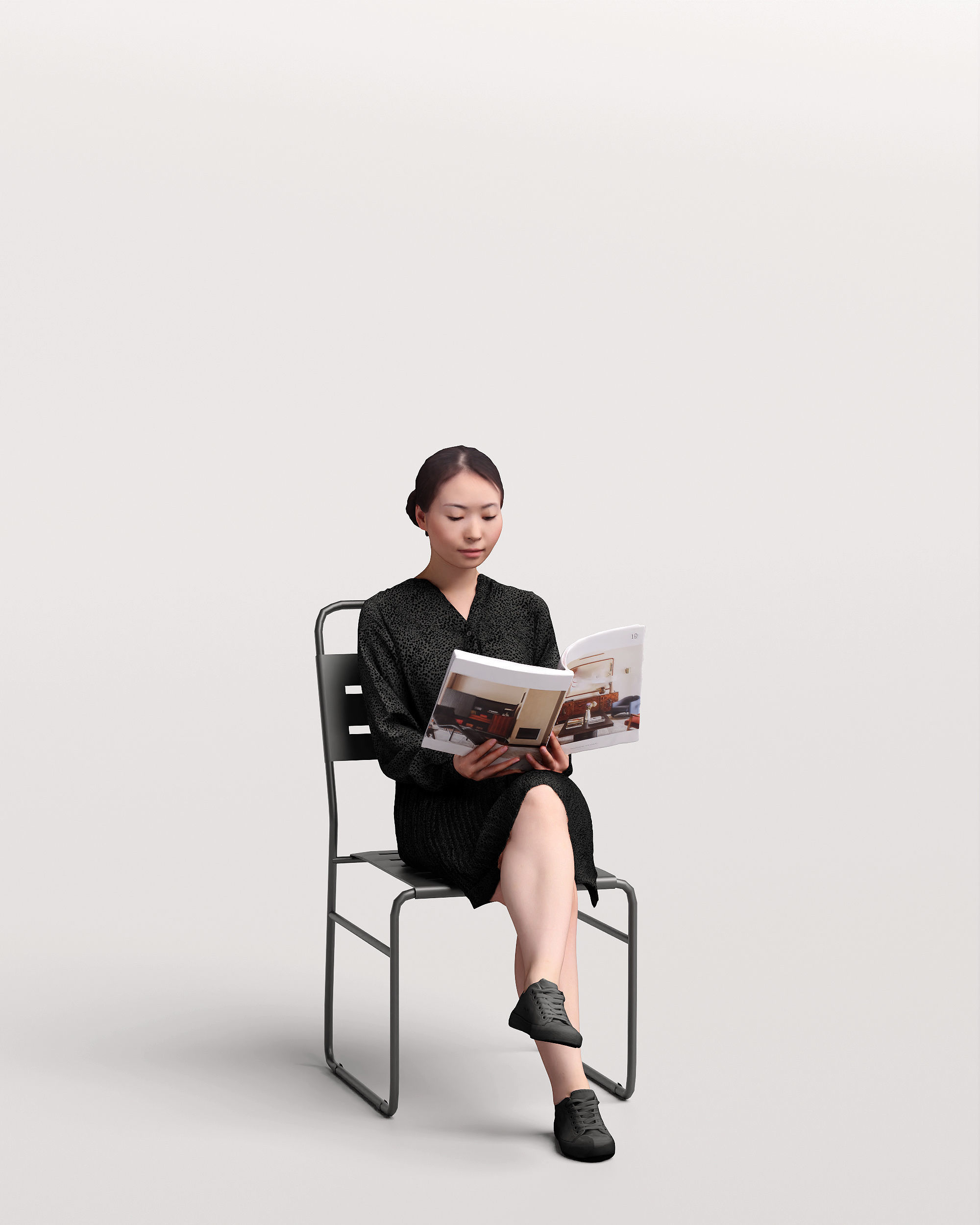 Humano Woman sitting and reading a book 2210-10 3D model_11