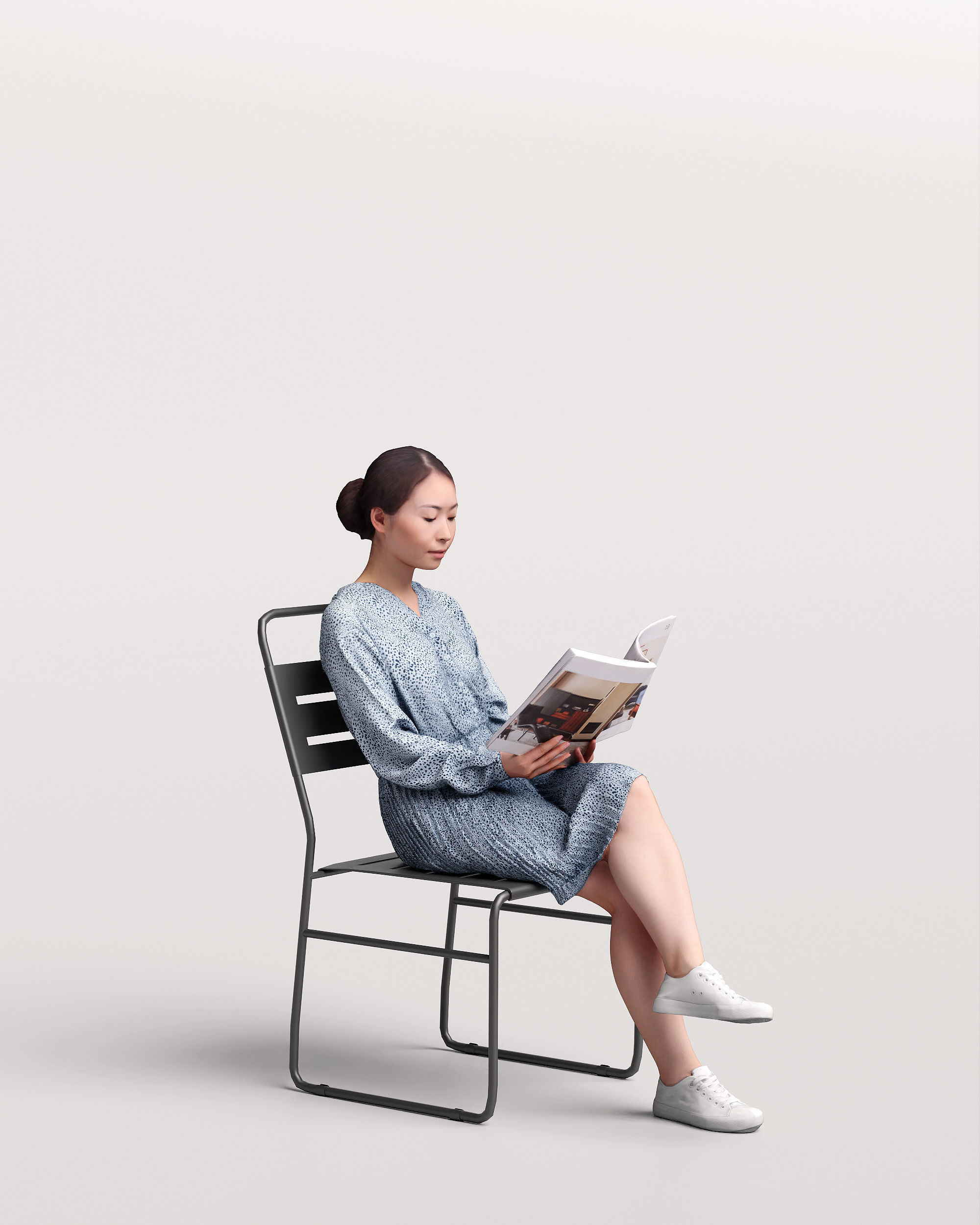 Humano Woman sitting and reading a book 2210-10 3D model_2