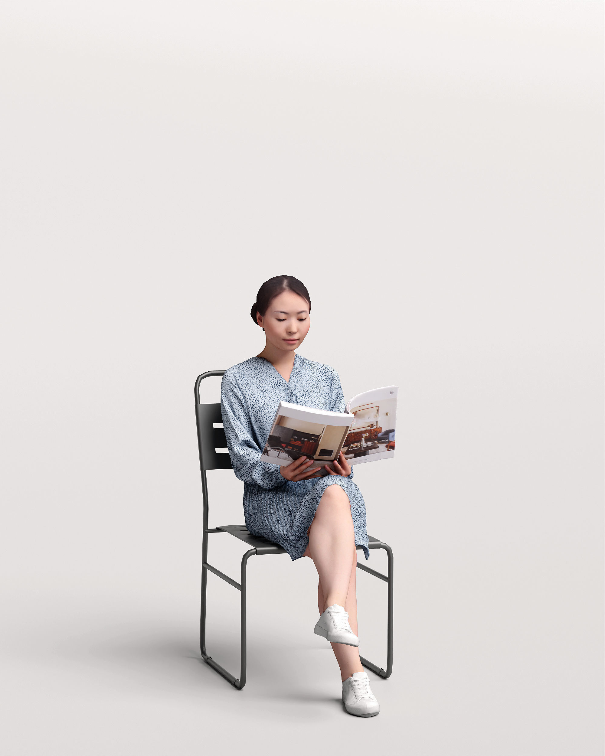 Humano Woman sitting and reading a book 2210-10 3D model_1