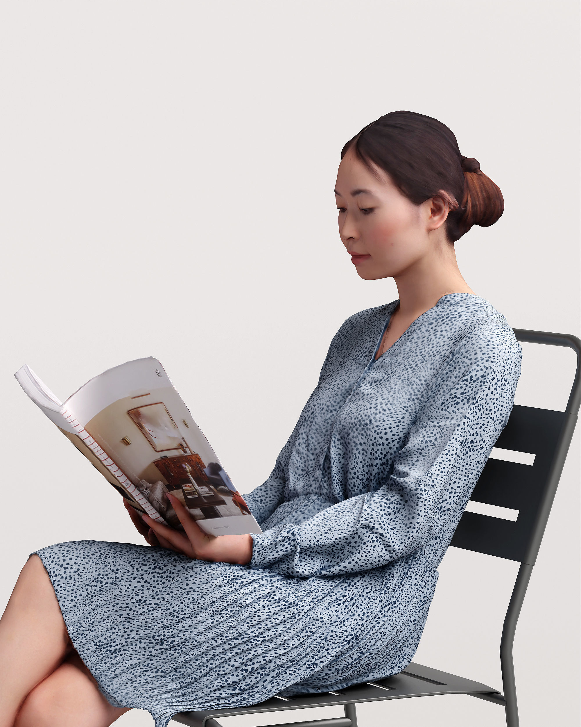 Humano Woman sitting and reading a book 2210-10 3D model_7