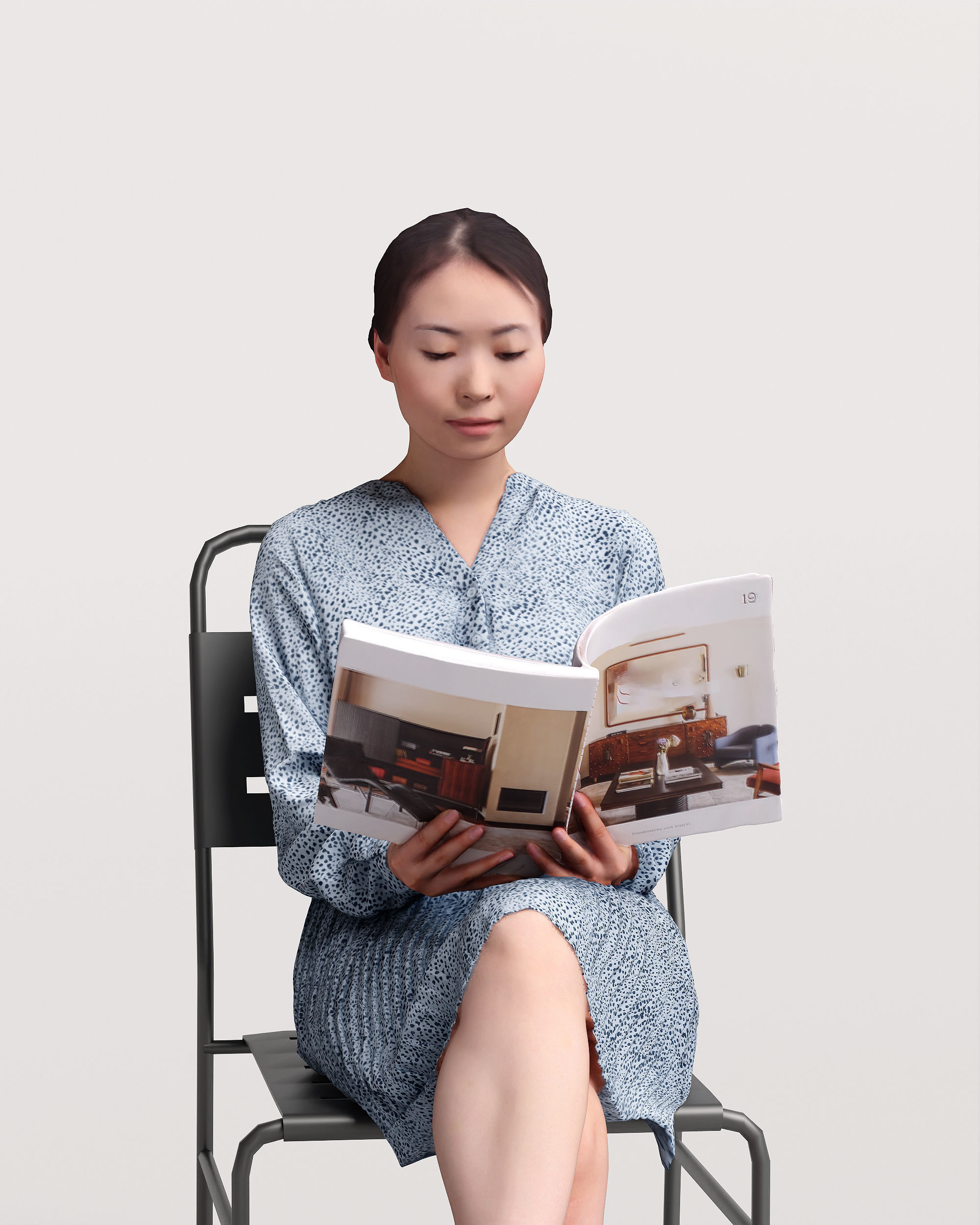 Humano Woman sitting and reading a book 2210-10 3D model_6