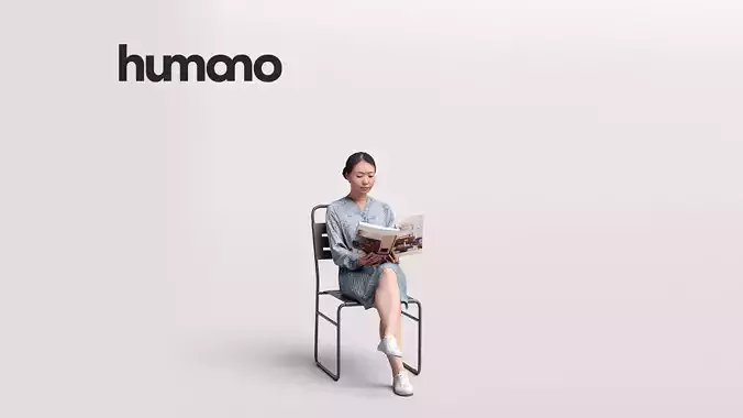 Humano Woman sitting and reading a book 2210-10 3D model