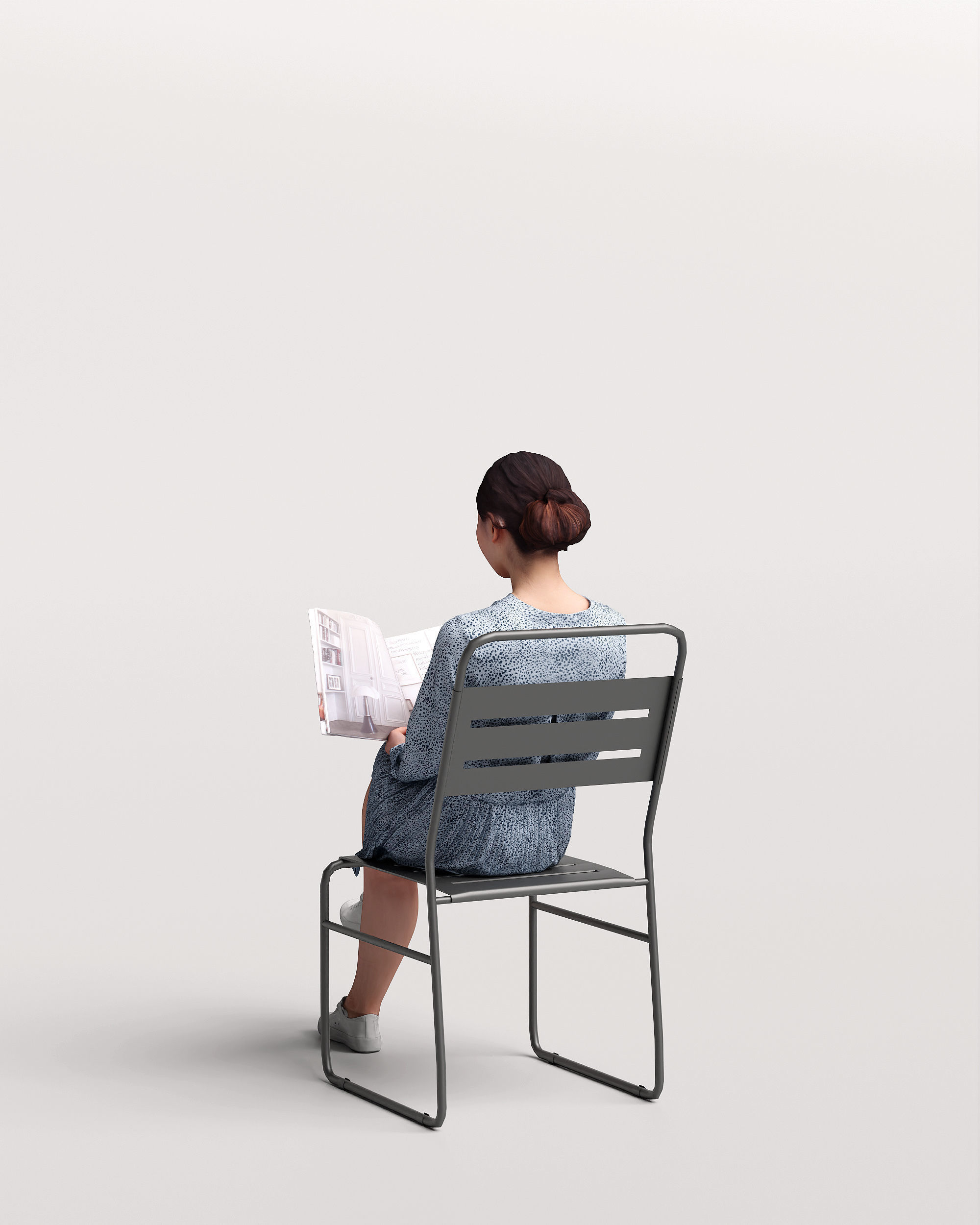 Humano Woman sitting and reading a book 2210-10 3D model_4